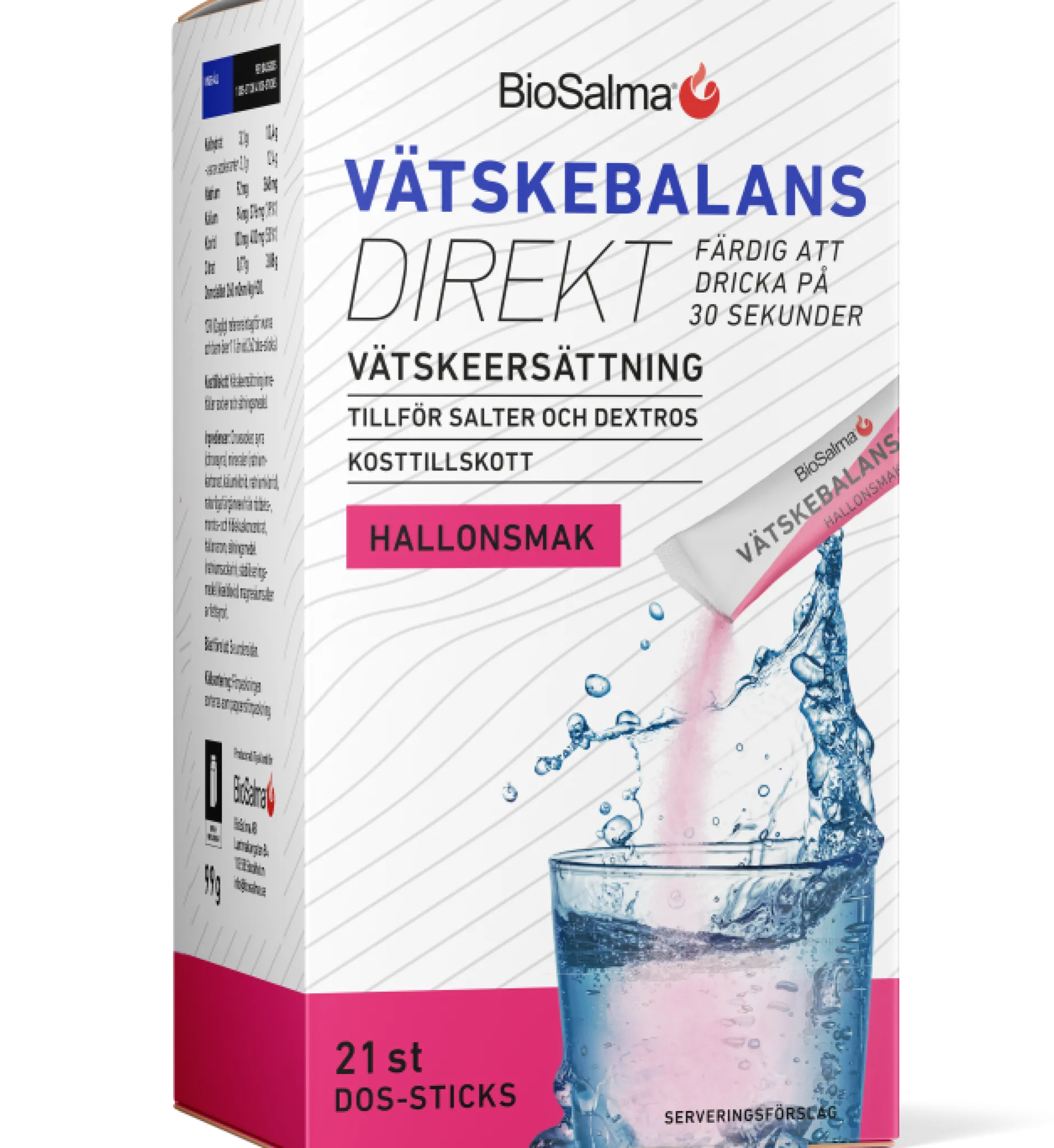 BioSalma Vätskebalans Direkt Hallon 21 dos-sticks