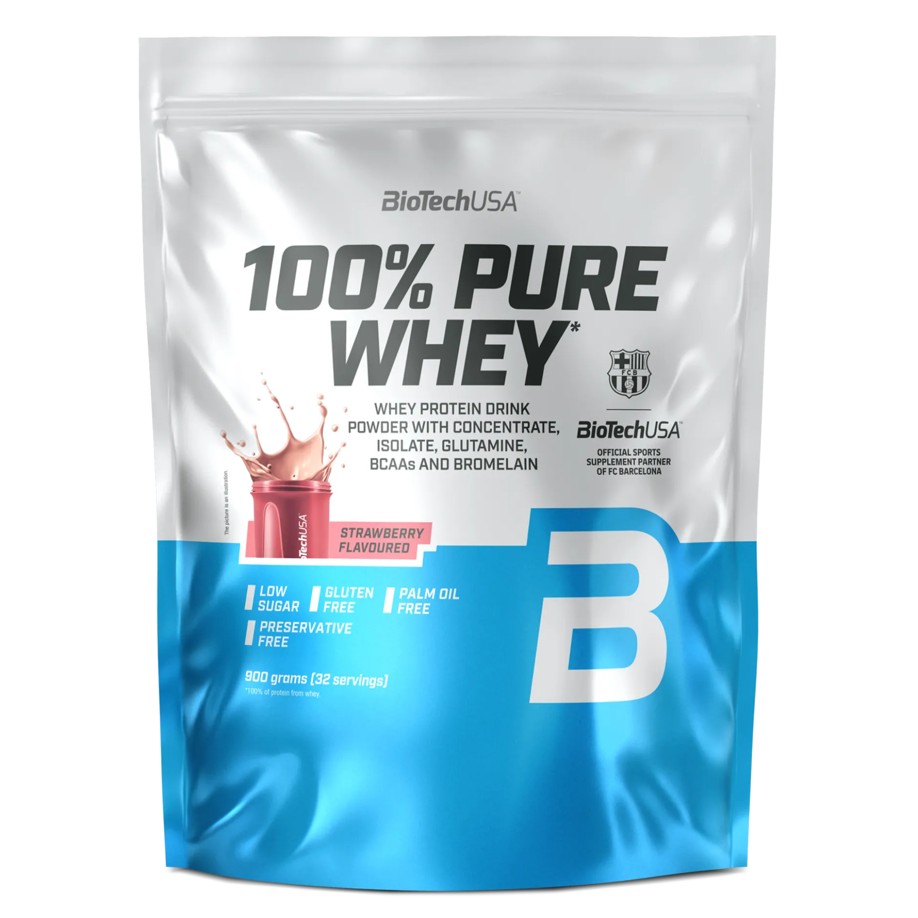 BioTechUSA 100% Pure Whey Strawberry 900 g