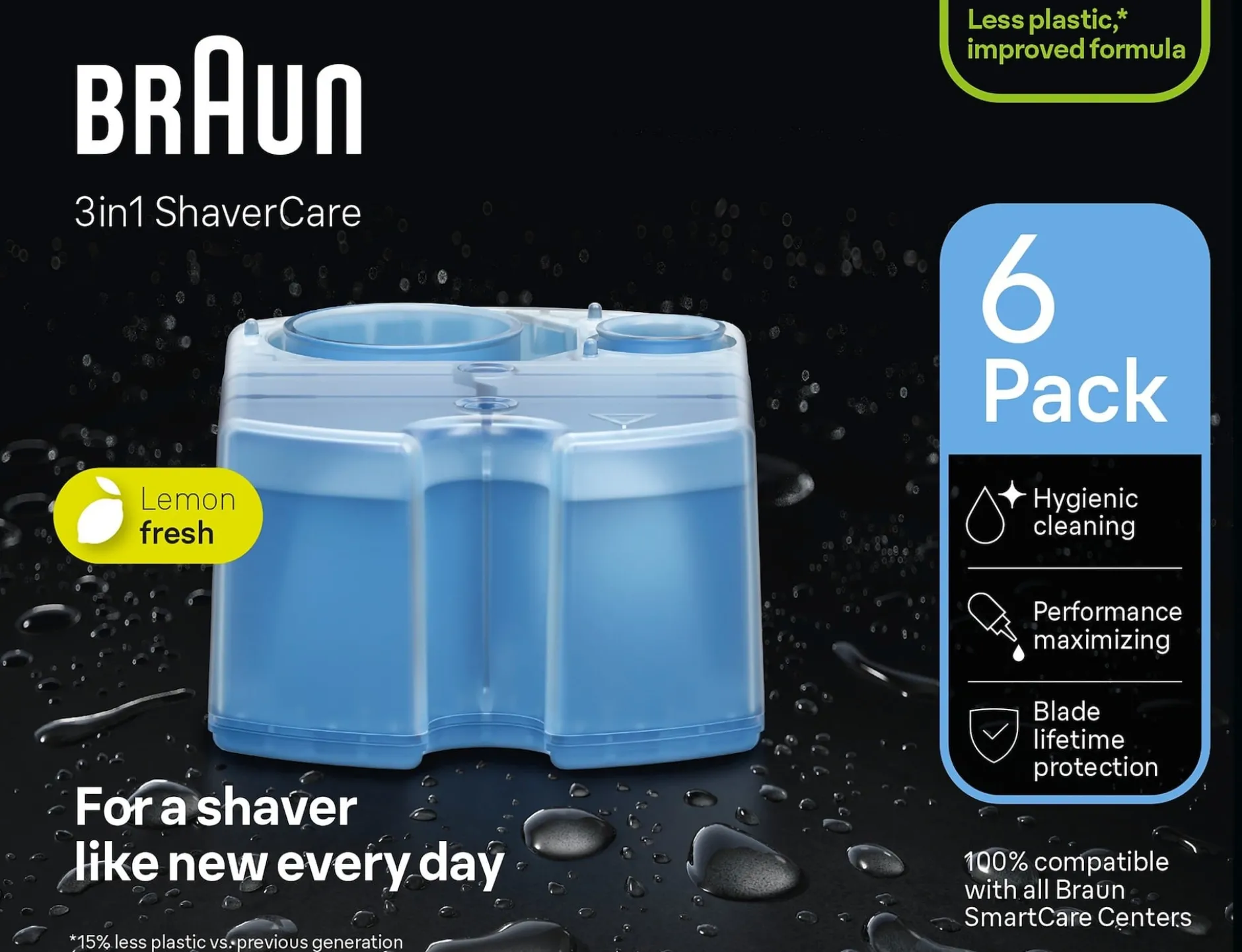 Braun 3in1 ShaverCare Refiller Hygienisk rengöring för SmartCare Center, 6‑pack