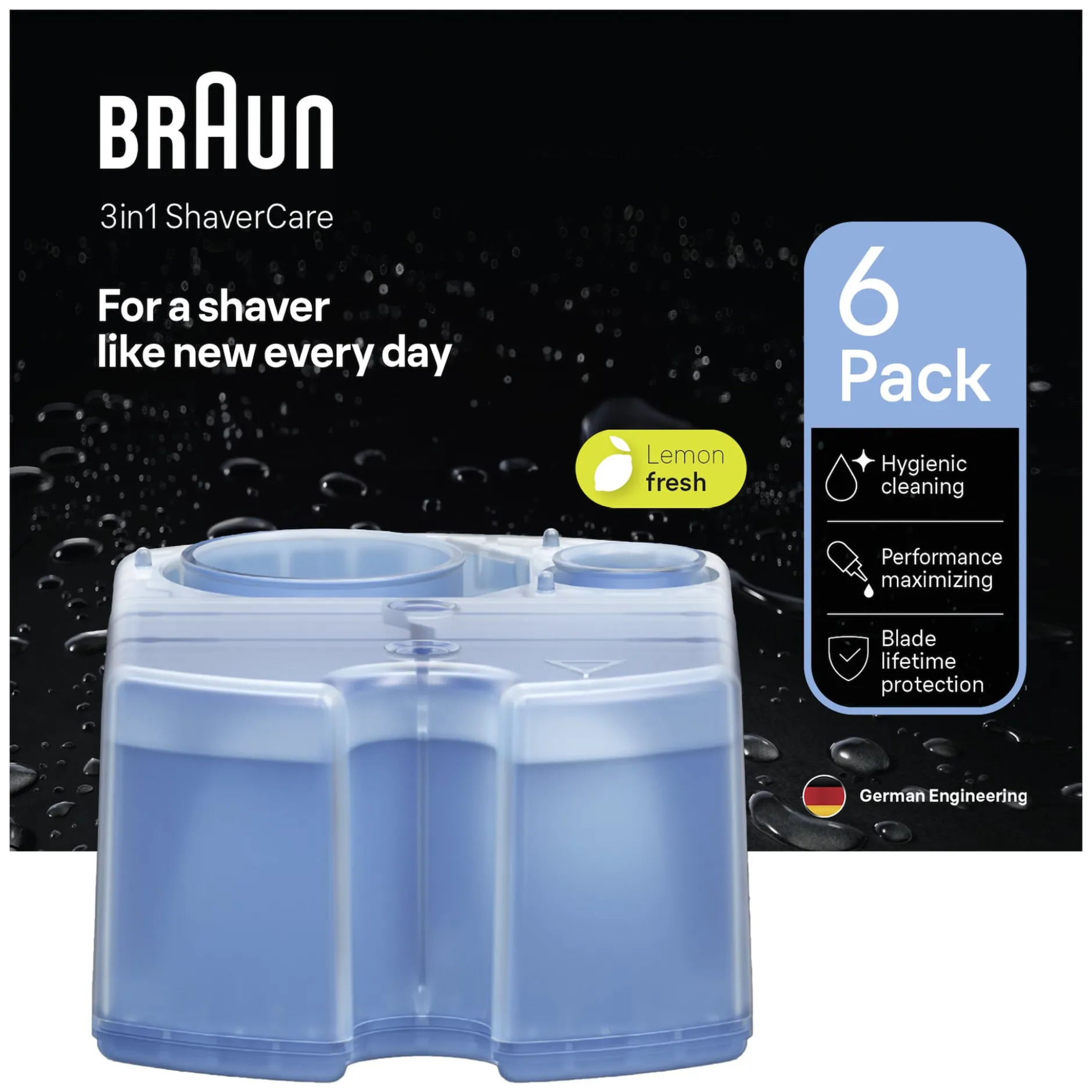 Braun 3in1 ShaverCare Refiller Hygienisk rengöring för SmartCare Center, 6‑pack
