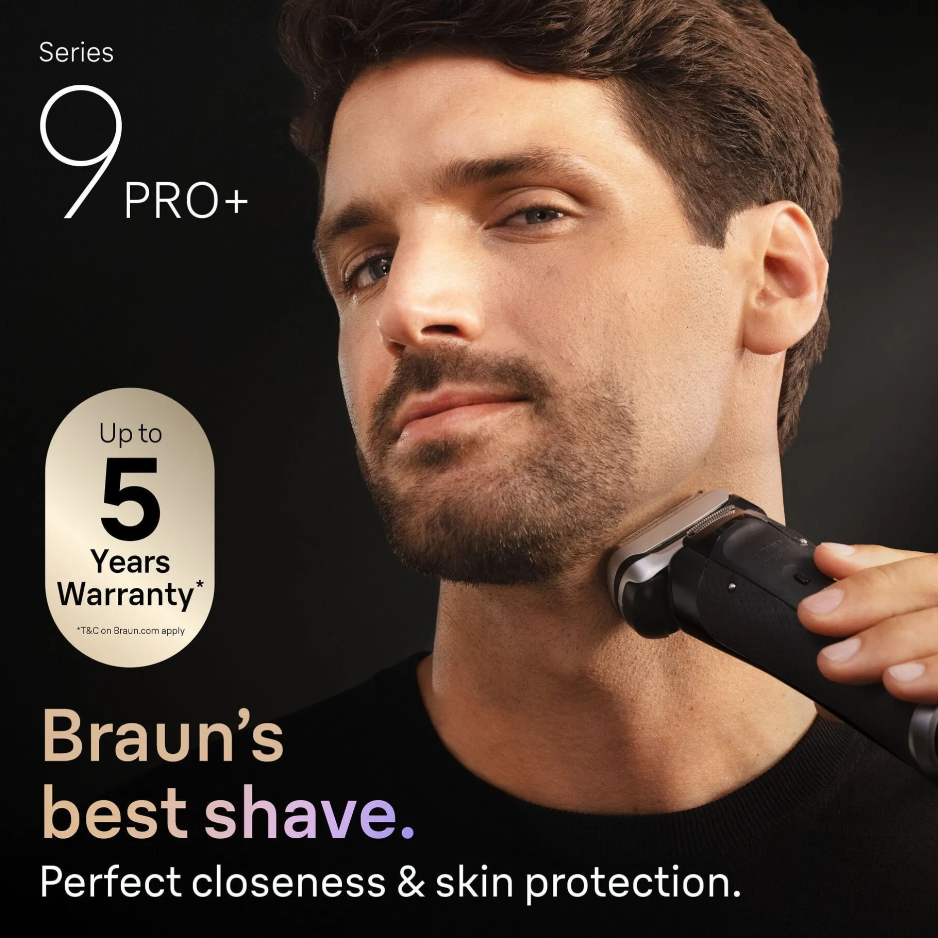 Braun Series 9 PRO+ Elektrisk Rakapparat, Pro SensoAdapt, 60 min, 9600S, Svart