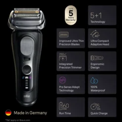 Braun Series 9 PRO+ Elektrisk Rakapparat, Pro SensoAdapt, 60 min, 9600S, Svart
