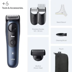 Braun Skäggtrimmer Series 7, +6 Barberverktyg, BT7520, Blå