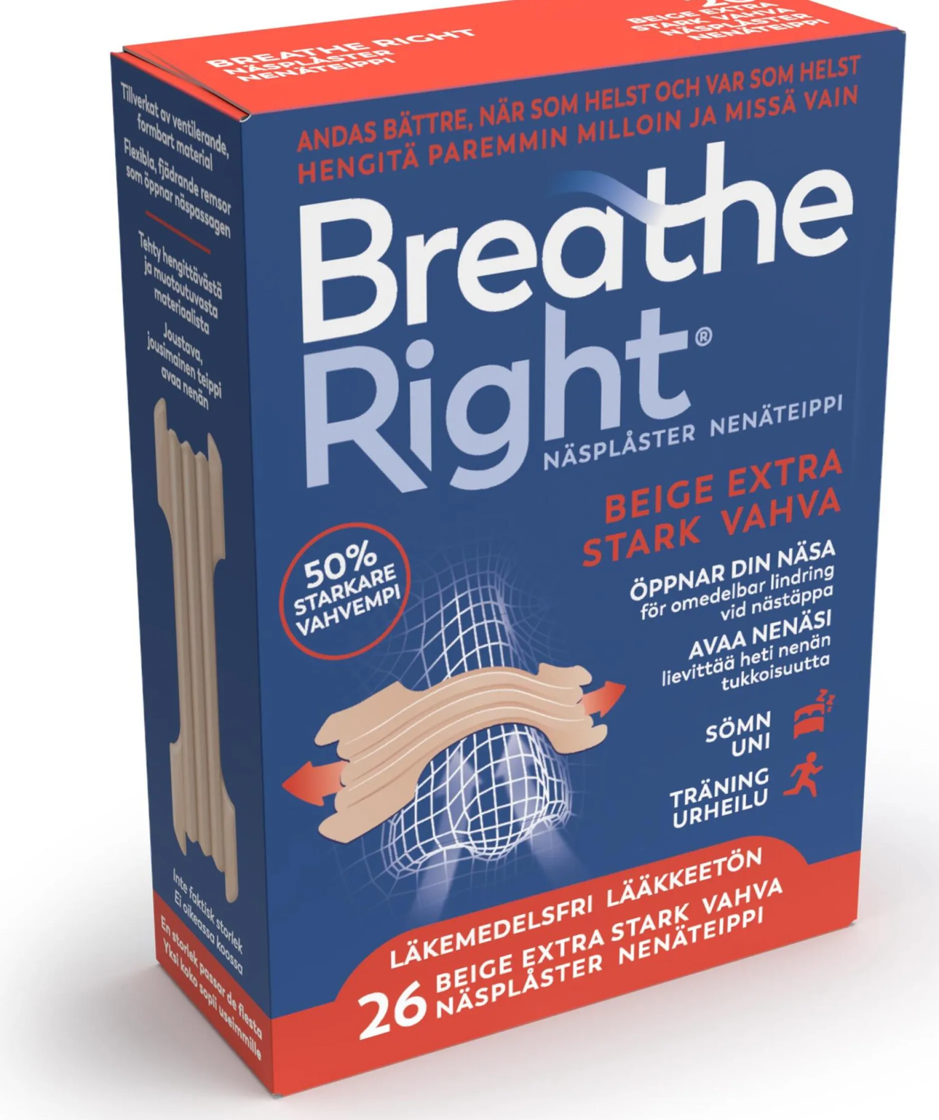 Breathe Right Näsplåster Extra Strength Beige 26 st