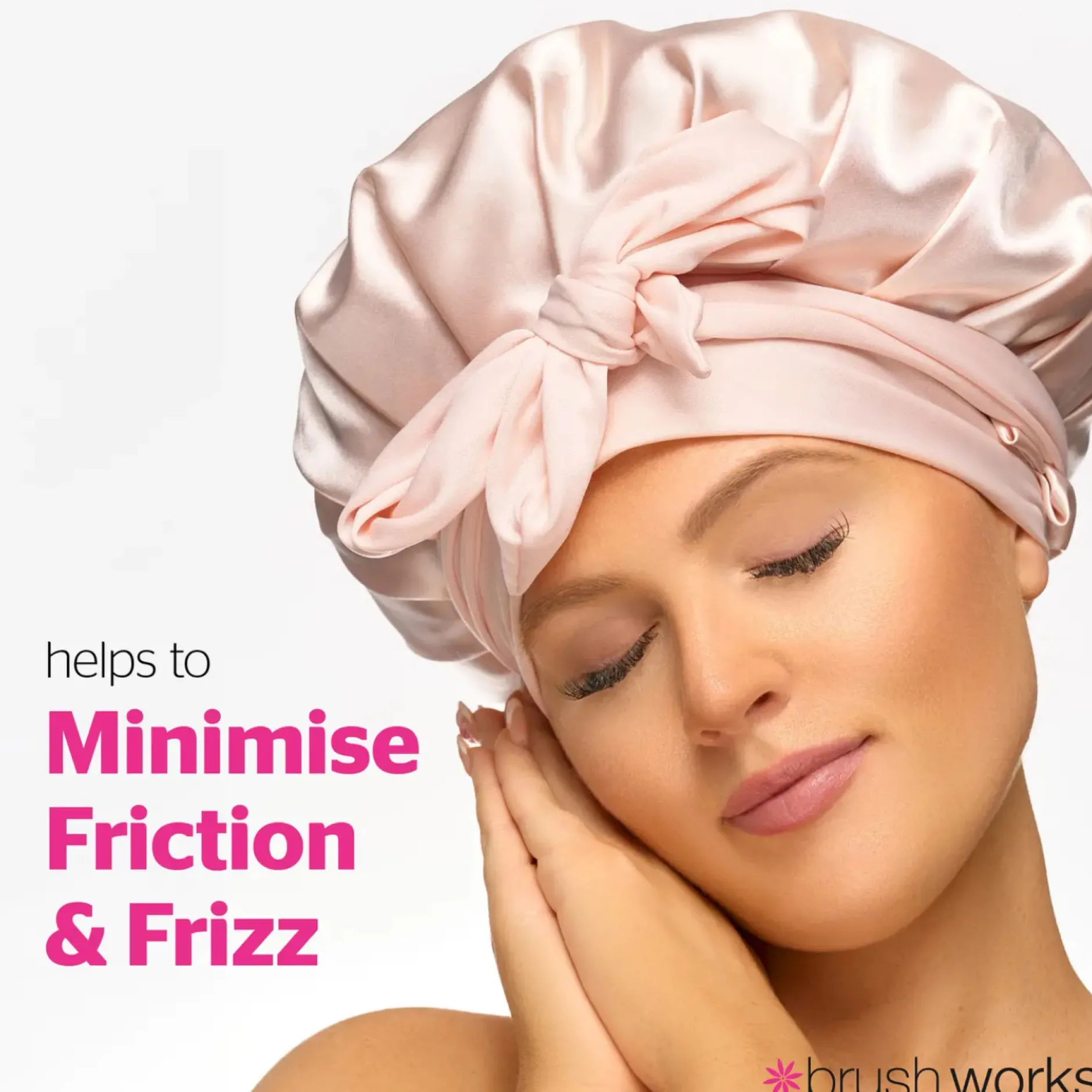 Brushworks Double Layer Satin Hair Bonnet - Ballet Pink