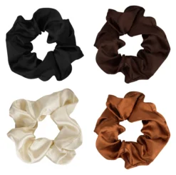 Brushworks Nude Satin Scrunchies 4 st