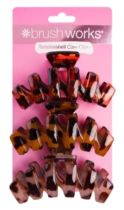 Brushworks Tortoiseshell Claw Clips 3 st