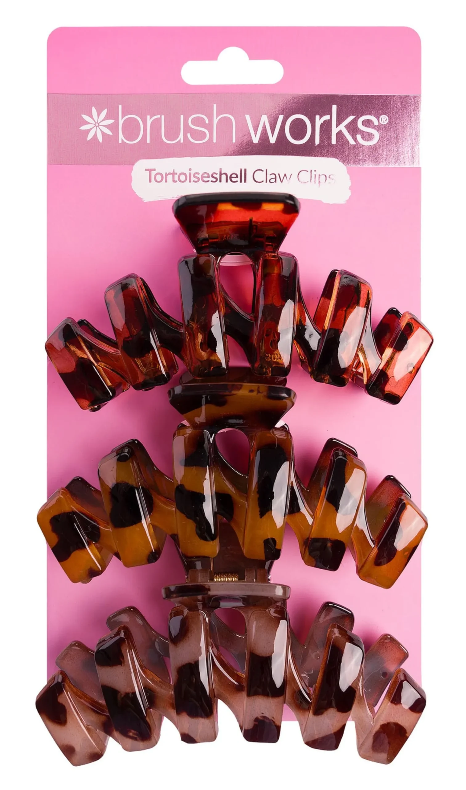 Brushworks Tortoiseshell Claw Clips 3 st