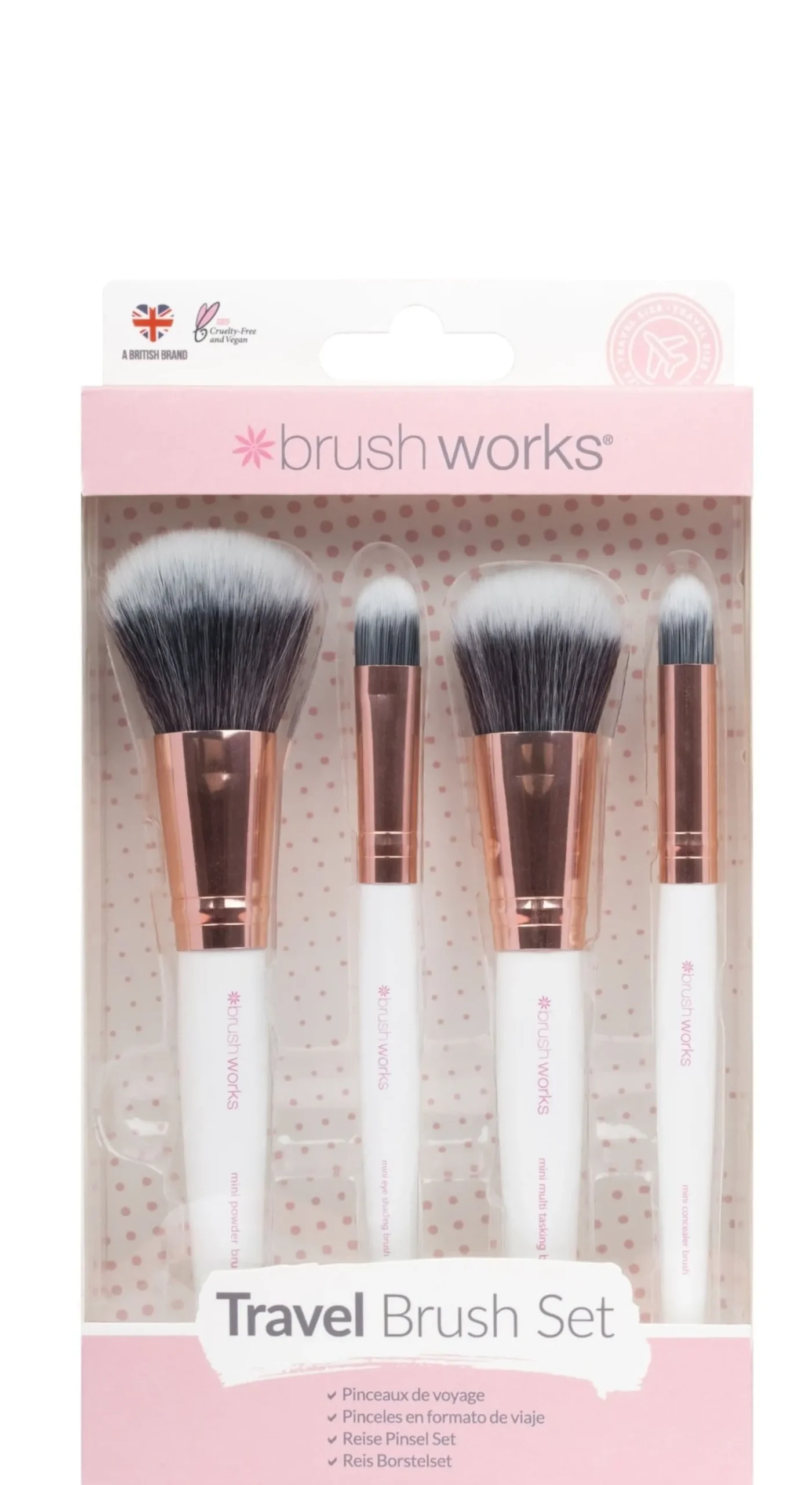 Brushworks Travel Set- Pink & Gold