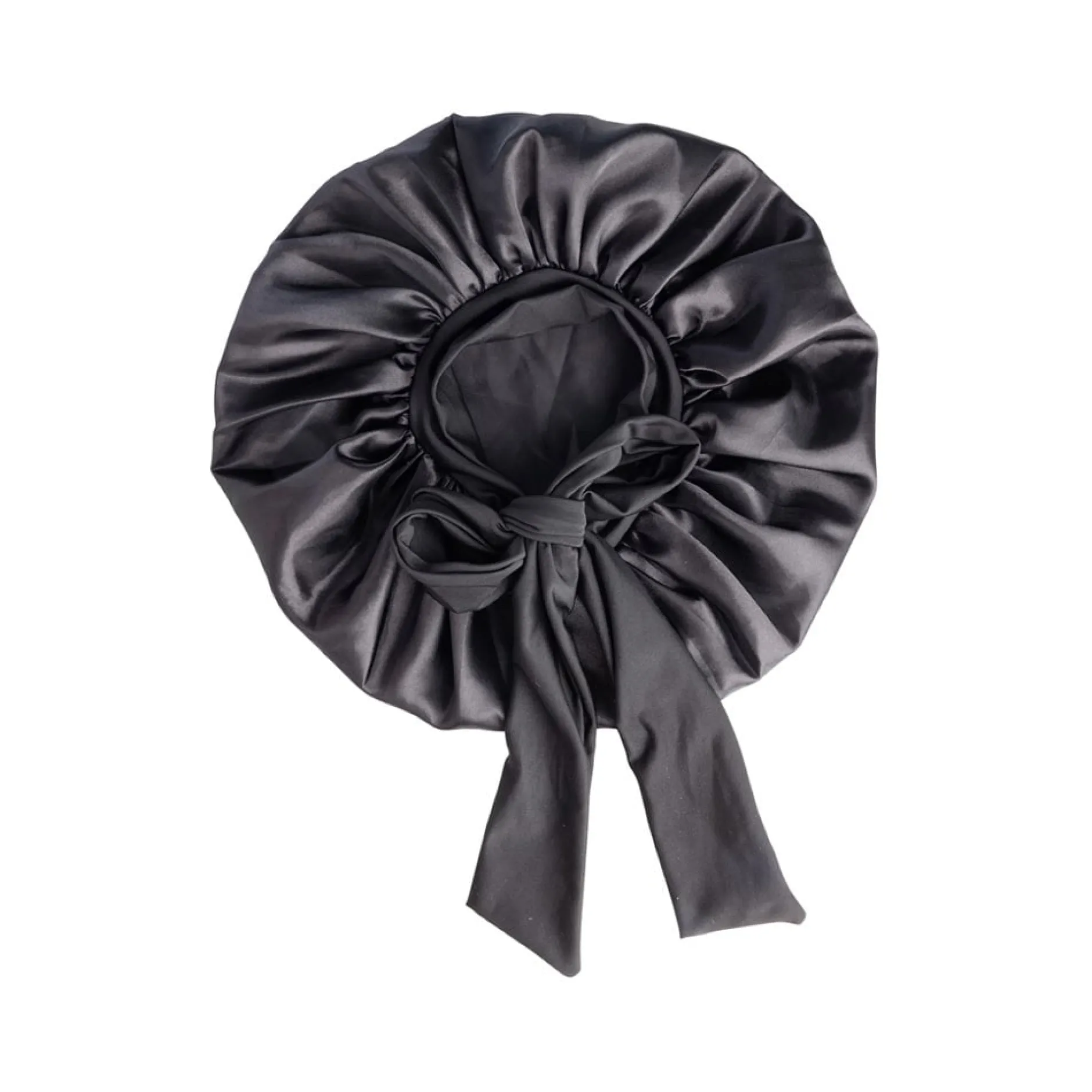 Cailap Hårmössa Bonnet i Satin Svart