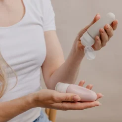 Cailap resförpackningar i silikon rosa och grå 2 st