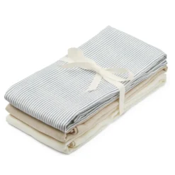 Cam Cam Copenhagen Muslinfilt Classic Stripes Blue Praline Creme White 3-pack