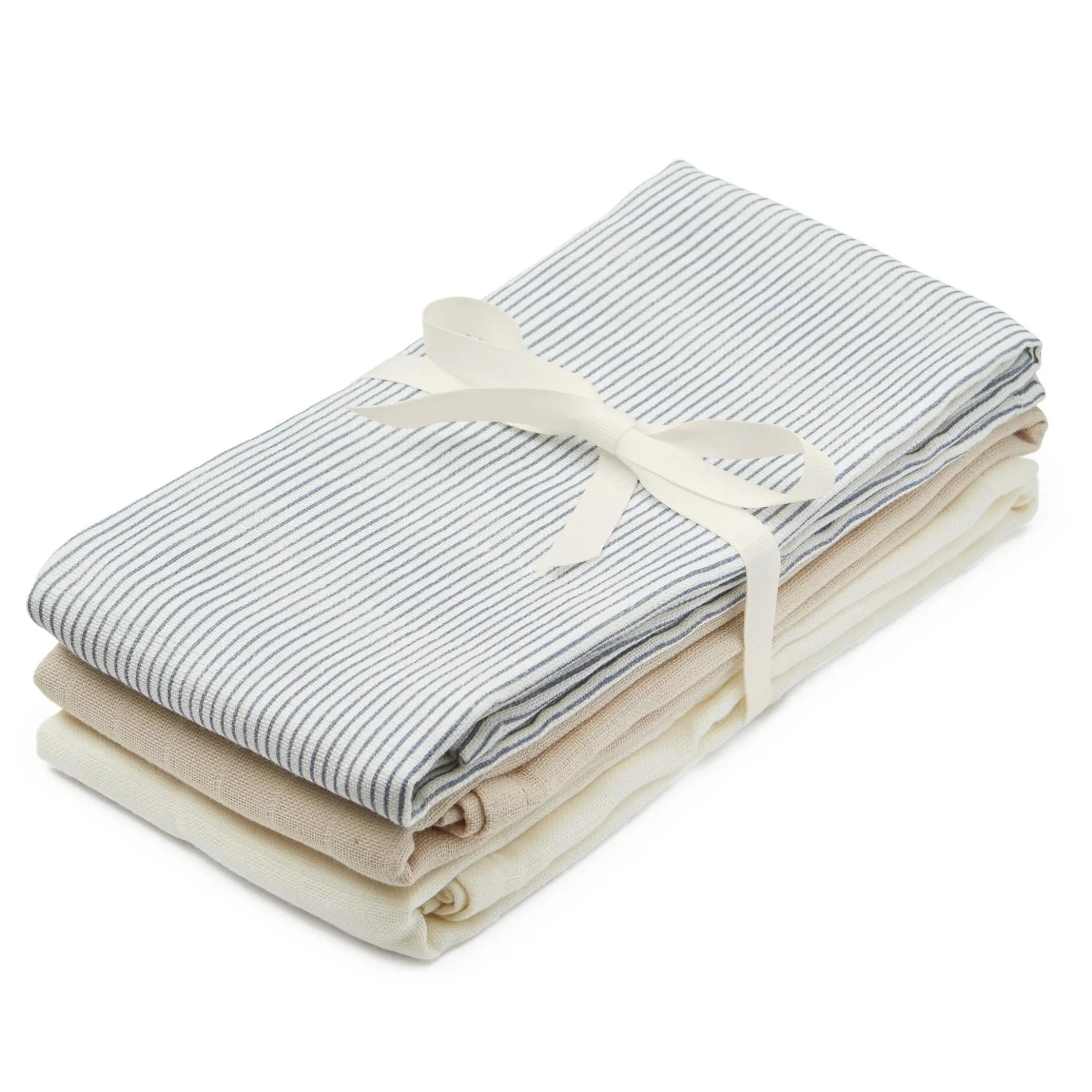 Cam Cam Copenhagen Muslinfilt Classic Stripes Blue Praline Creme White 3-pack
