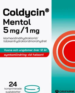 Coldycin Mentol 5 mg/1 mg 24 sugtabletter