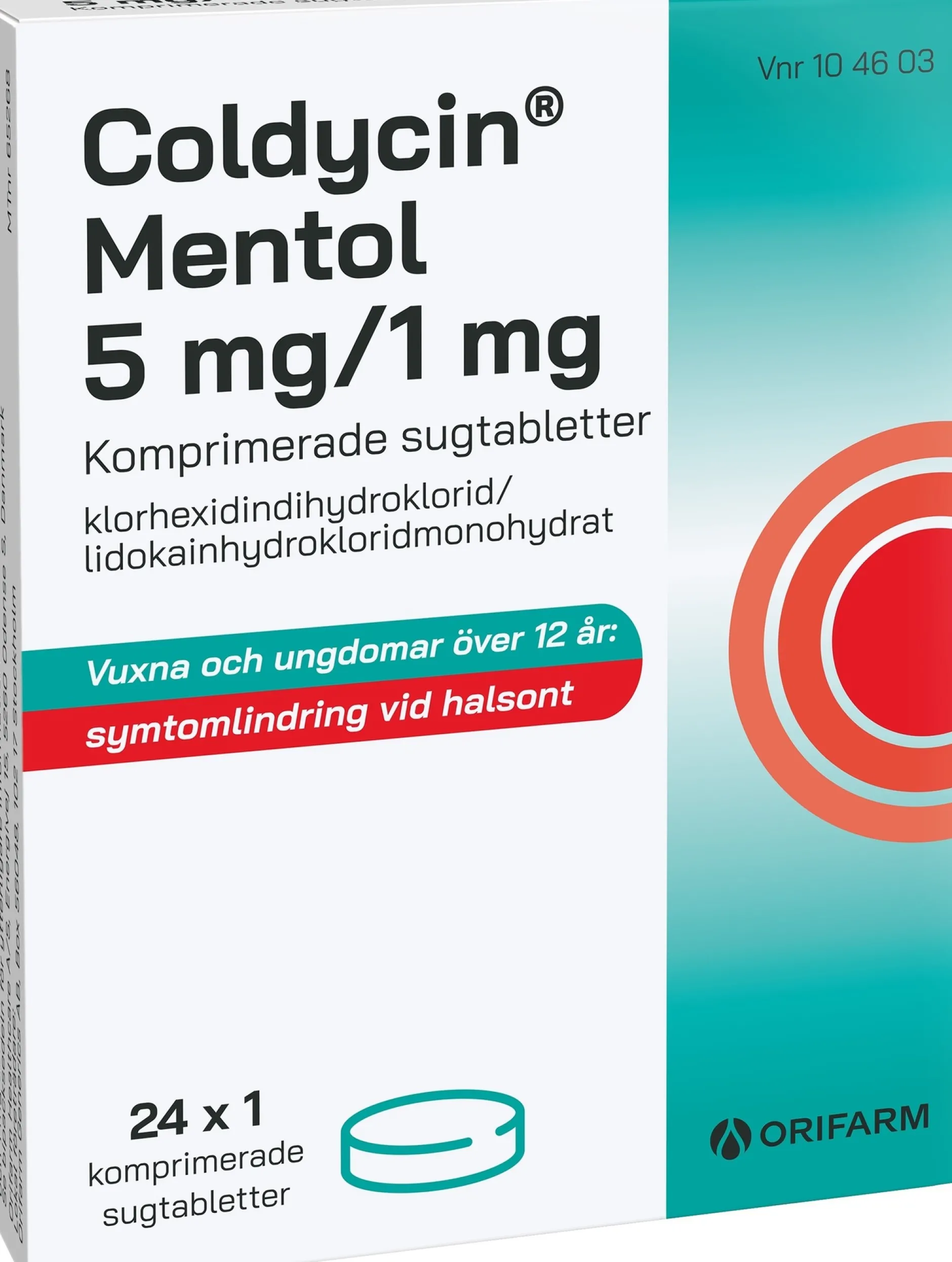Coldycin Mentol 5 mg/1 mg 24 sugtabletter