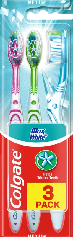Colgate Max White Tandborstar Medium 3-pack - Olika färger
