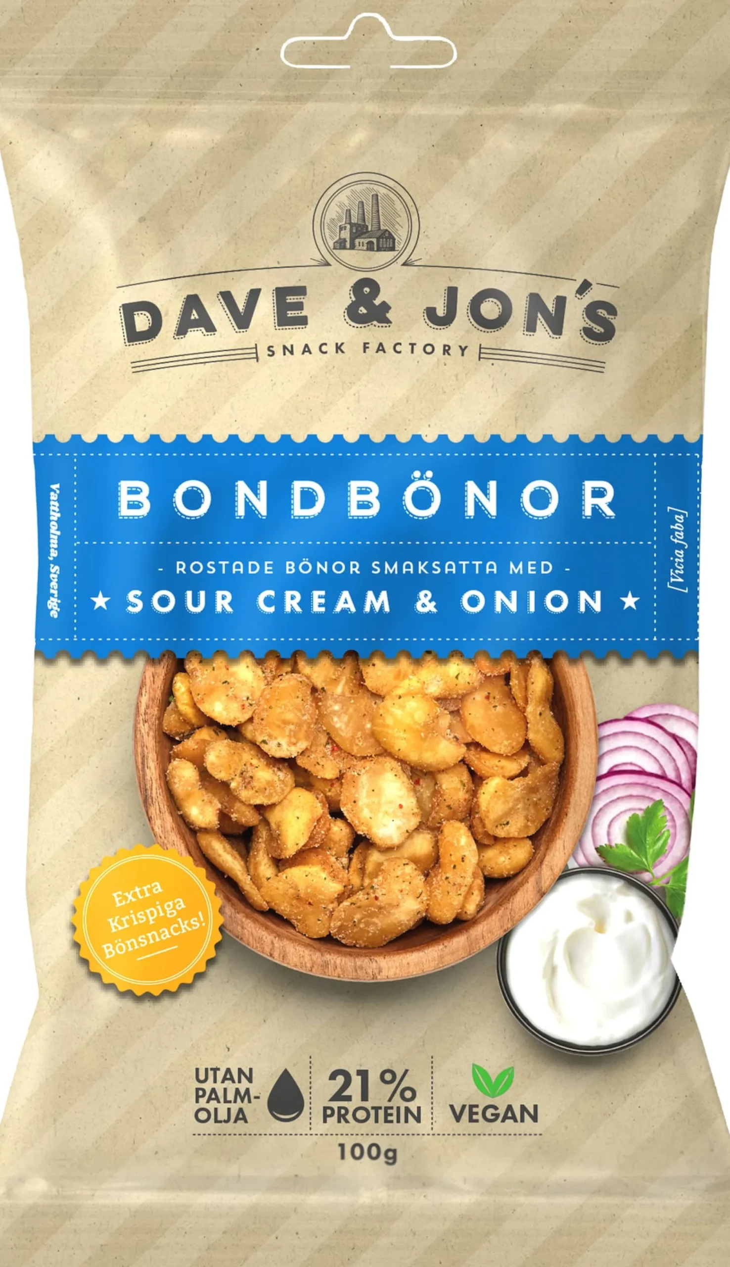 Dave & Jon´s Bondbönor Sour Cream & Onion 100 g