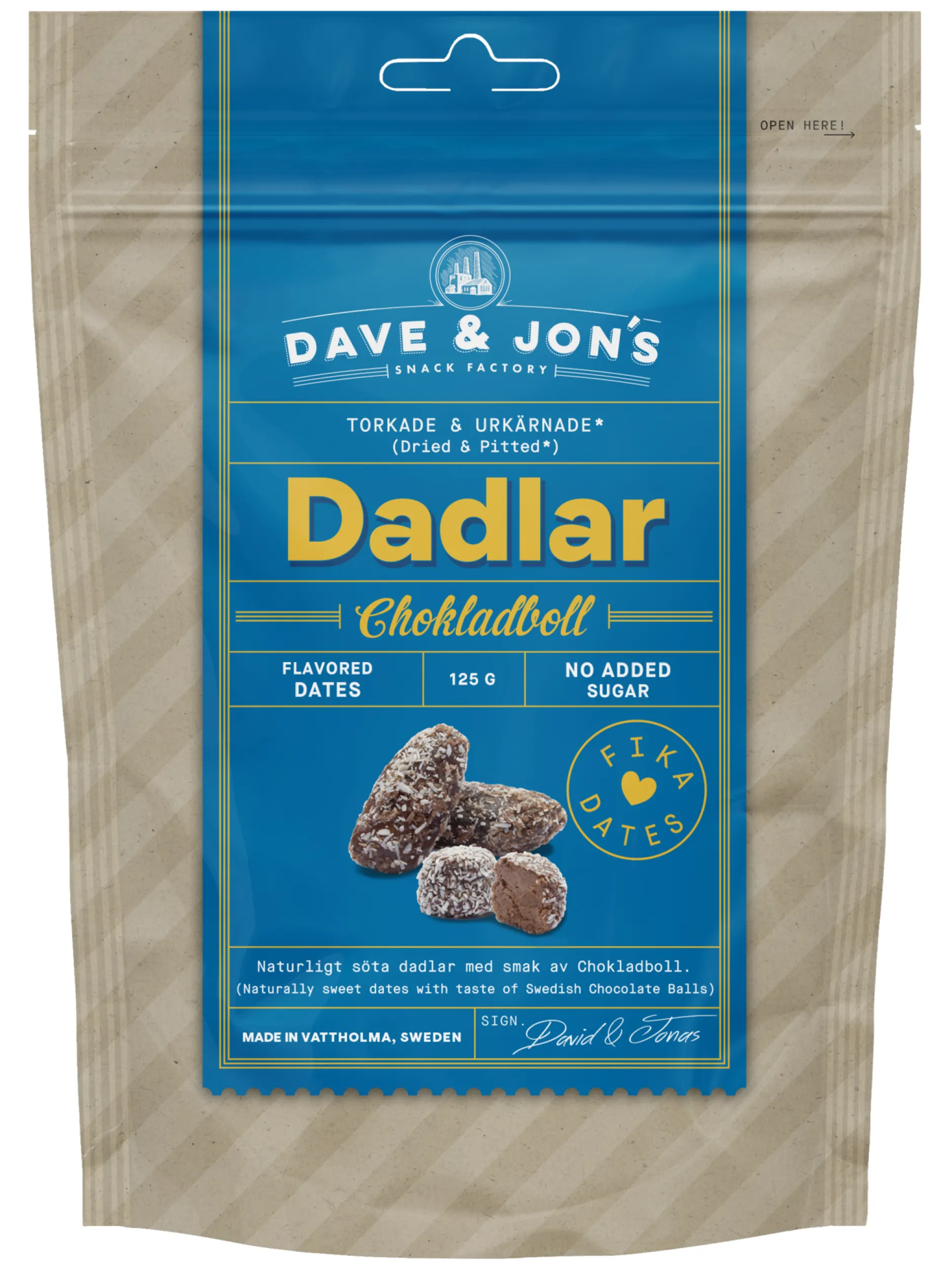 Dave & Jon´s Dadlar Chokladboll 125g