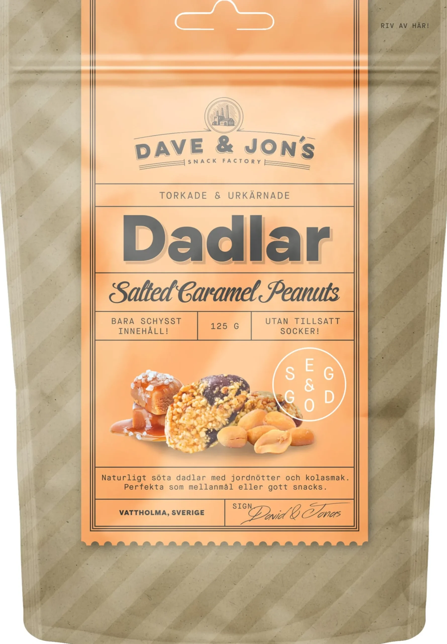Dave & Jon´s Dadlar Salted Caramel Peanuts 125 g