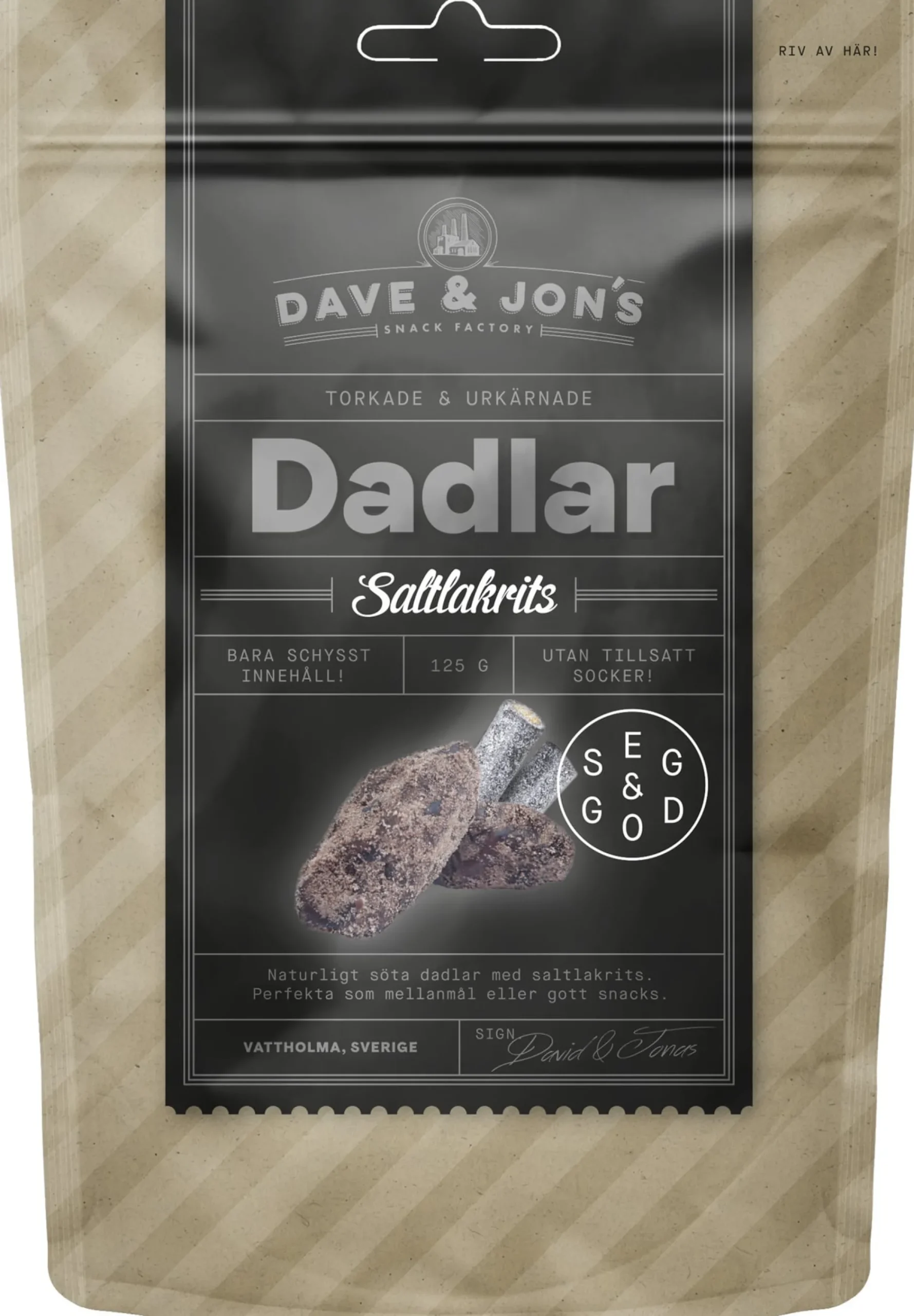 Dave & Jon´s Dadlar Saltlakrits 125 g
