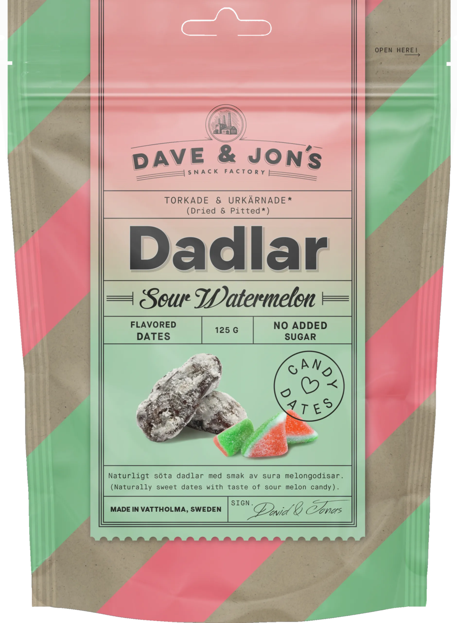 Dave & Jon´s Dadlar Sour Watermelon 125 g