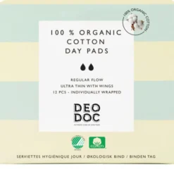 DeoDoc Organic Cotton Day Pad 12 st