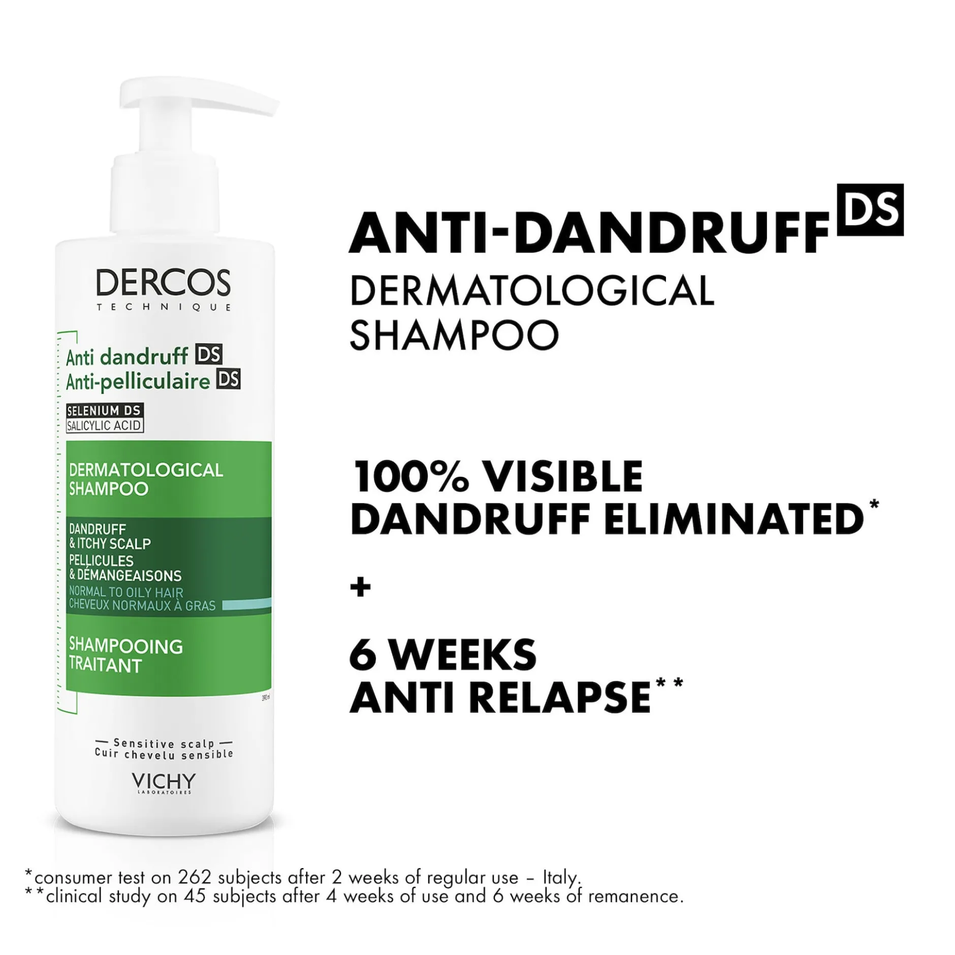 Dercos Technique Anti-Dandruff Shampoo for Normal and Oily Hair 390ml