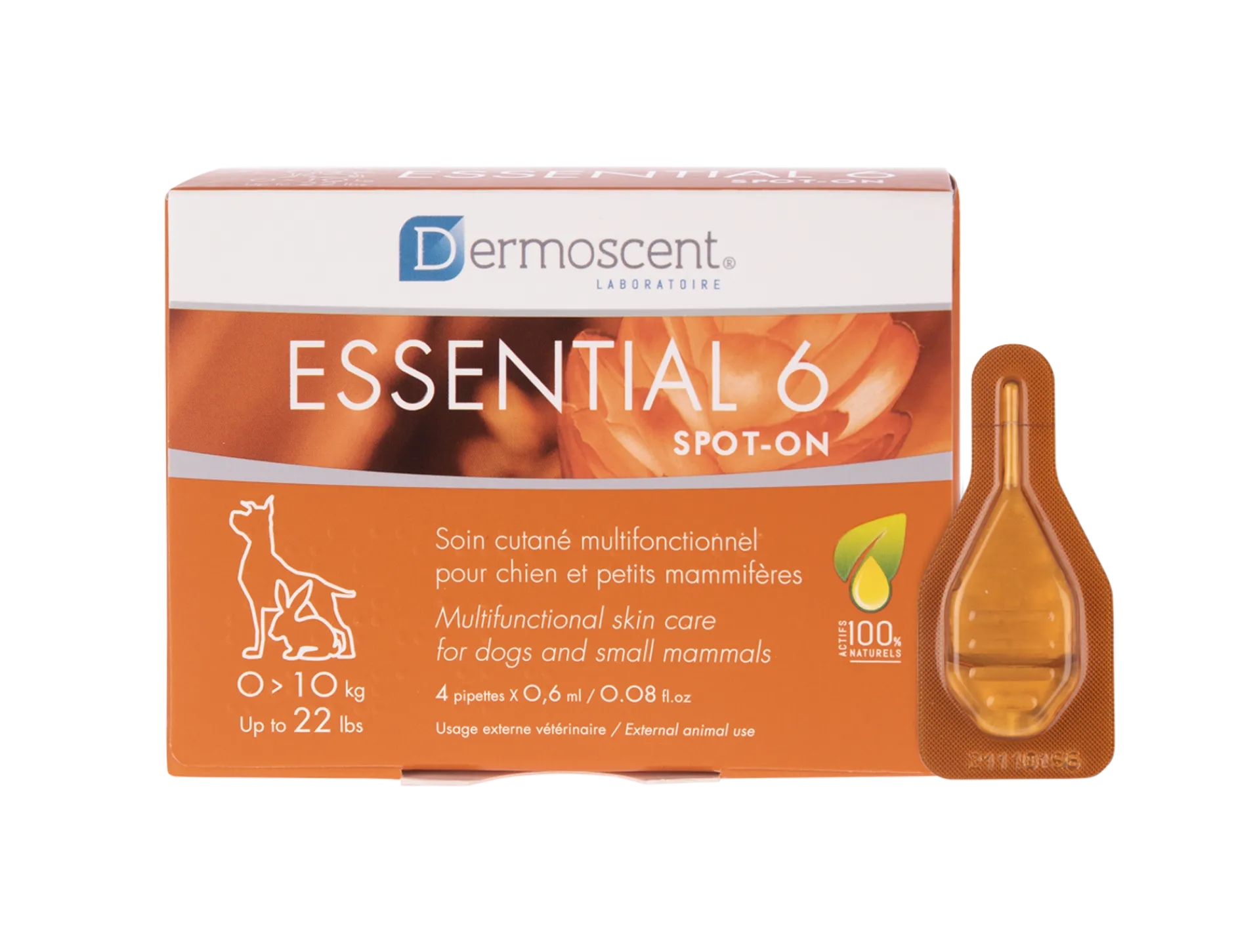 Dermoscent Essential 6® Spot-on för hundar & små däggdjur 0-10 kg 4 x 0,6 ml