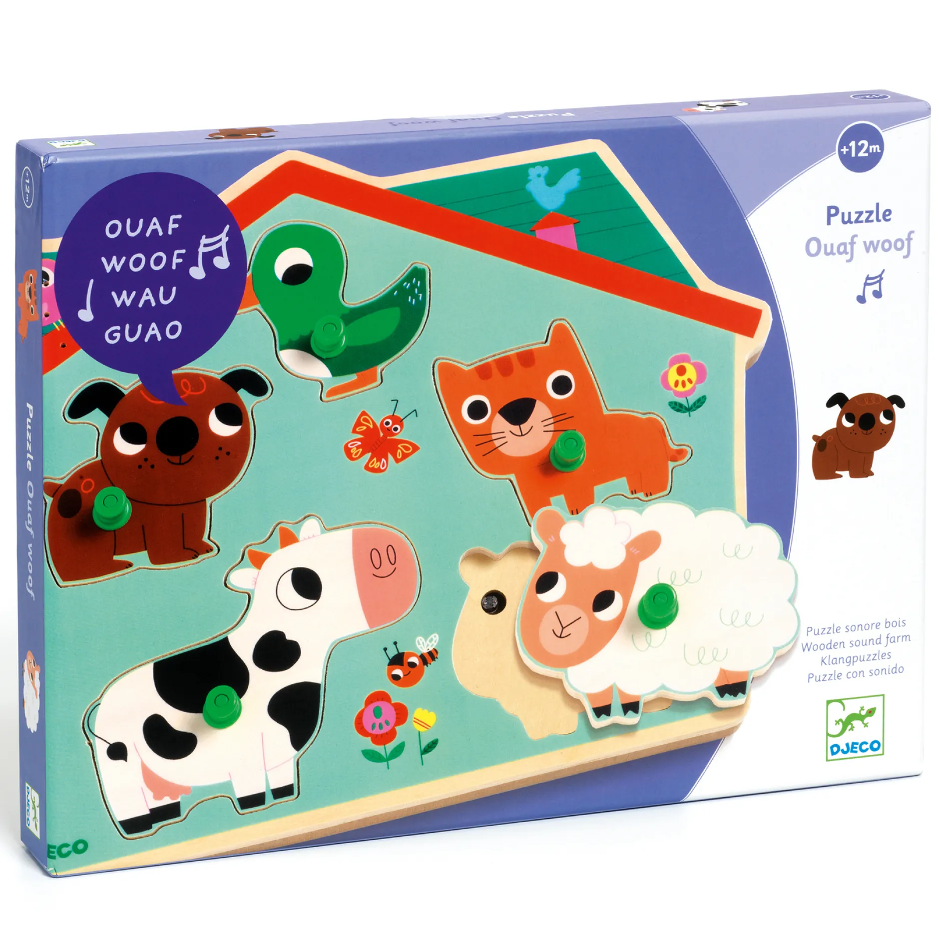 Djeco Sound Puzzle Ouaf Woof 5 bitar Ljudpussel