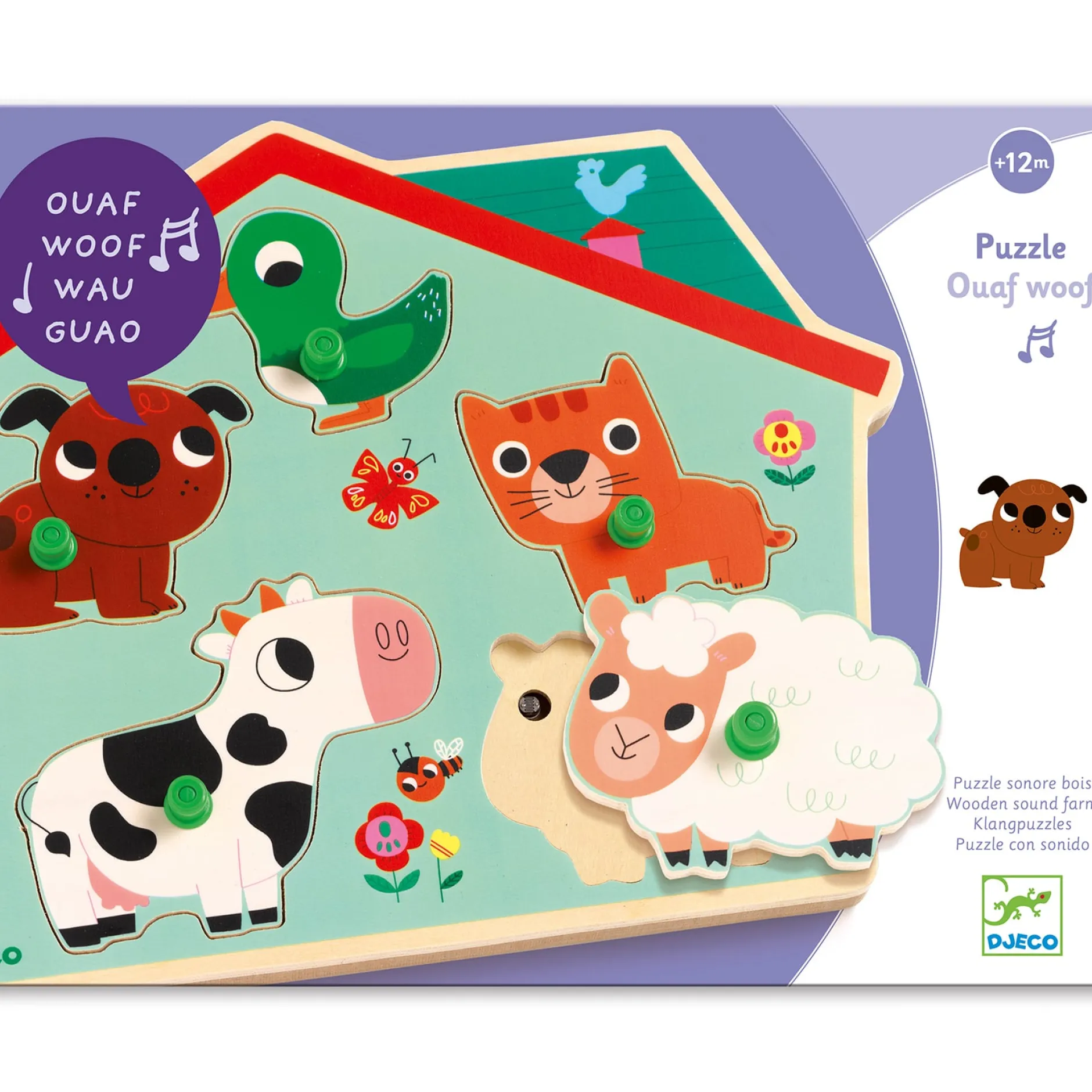 Djeco Sound Puzzle Ouaf Woof 5 bitar Ljudpussel