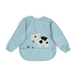 Done by Deer Sleeved pocket Bib Tiny Farm Blue