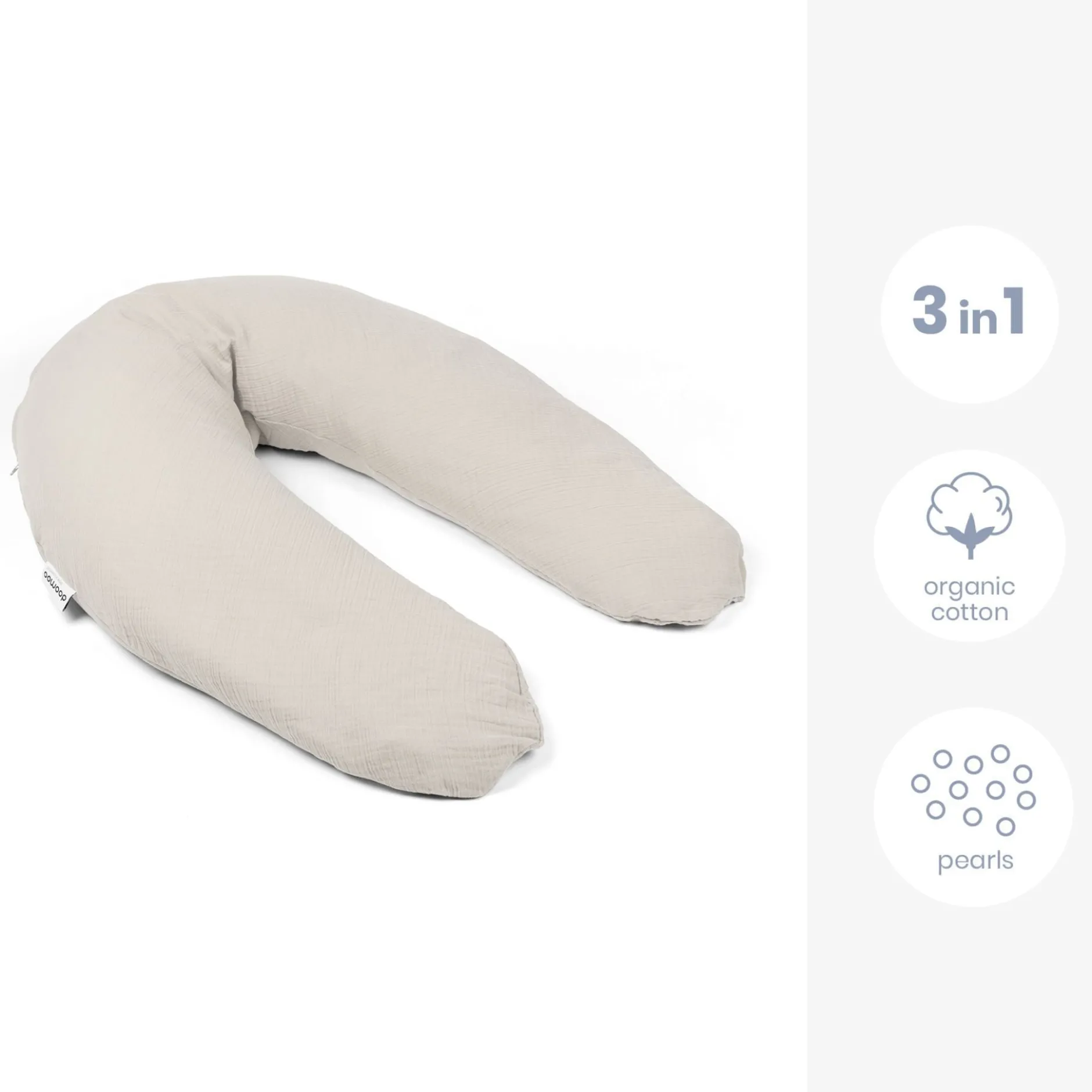 Doomoo Amnings- och Gravidkudde Muslin Beige