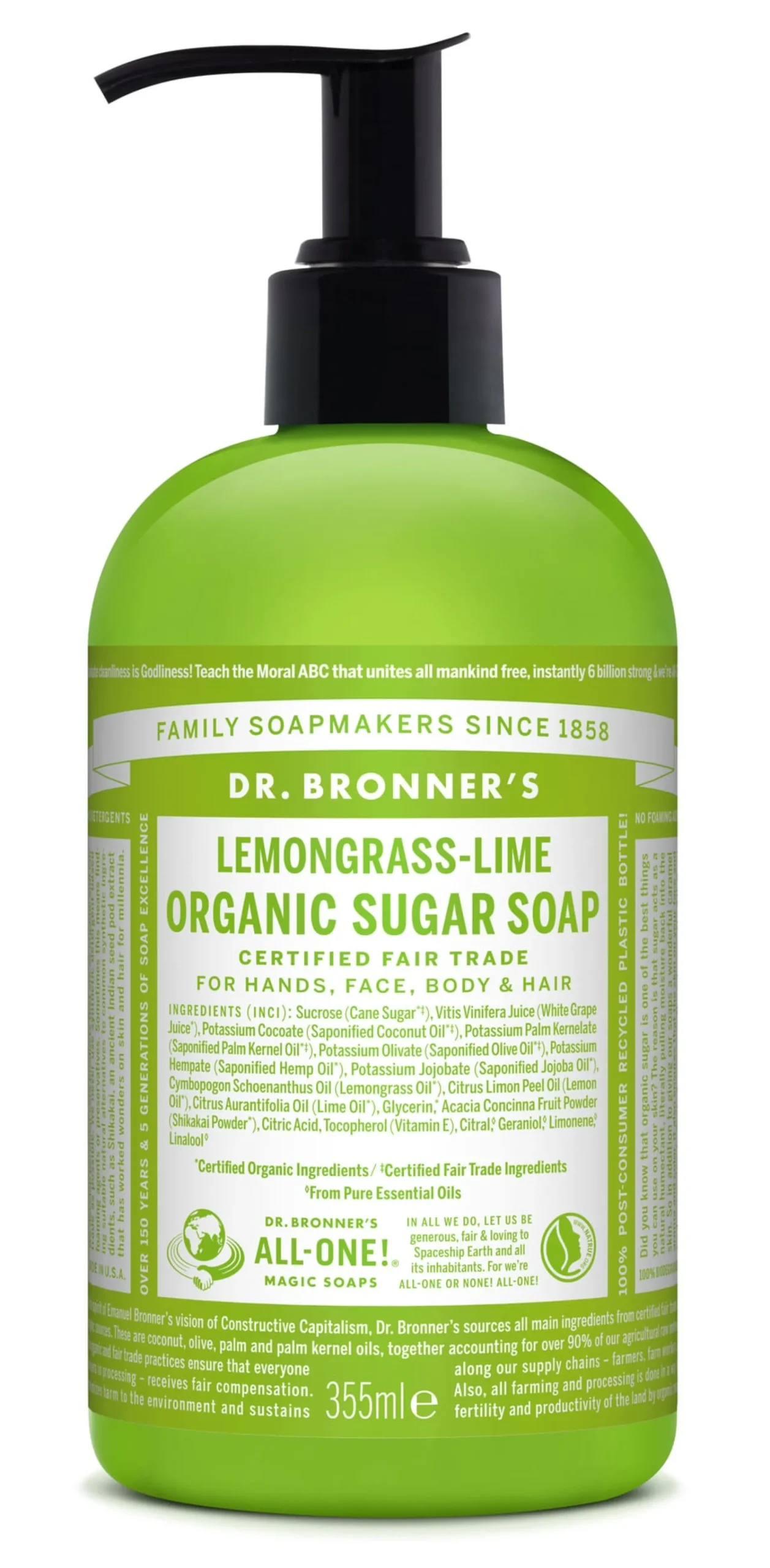 Dr Bronner Lemongrass Lime Organic Sugar Soap 355 ml