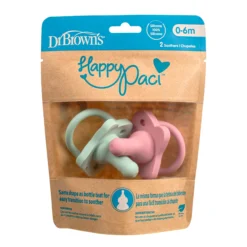 Dr.Brown HappyPaci SiliconeSoother 0-6m Pink/Green 2st