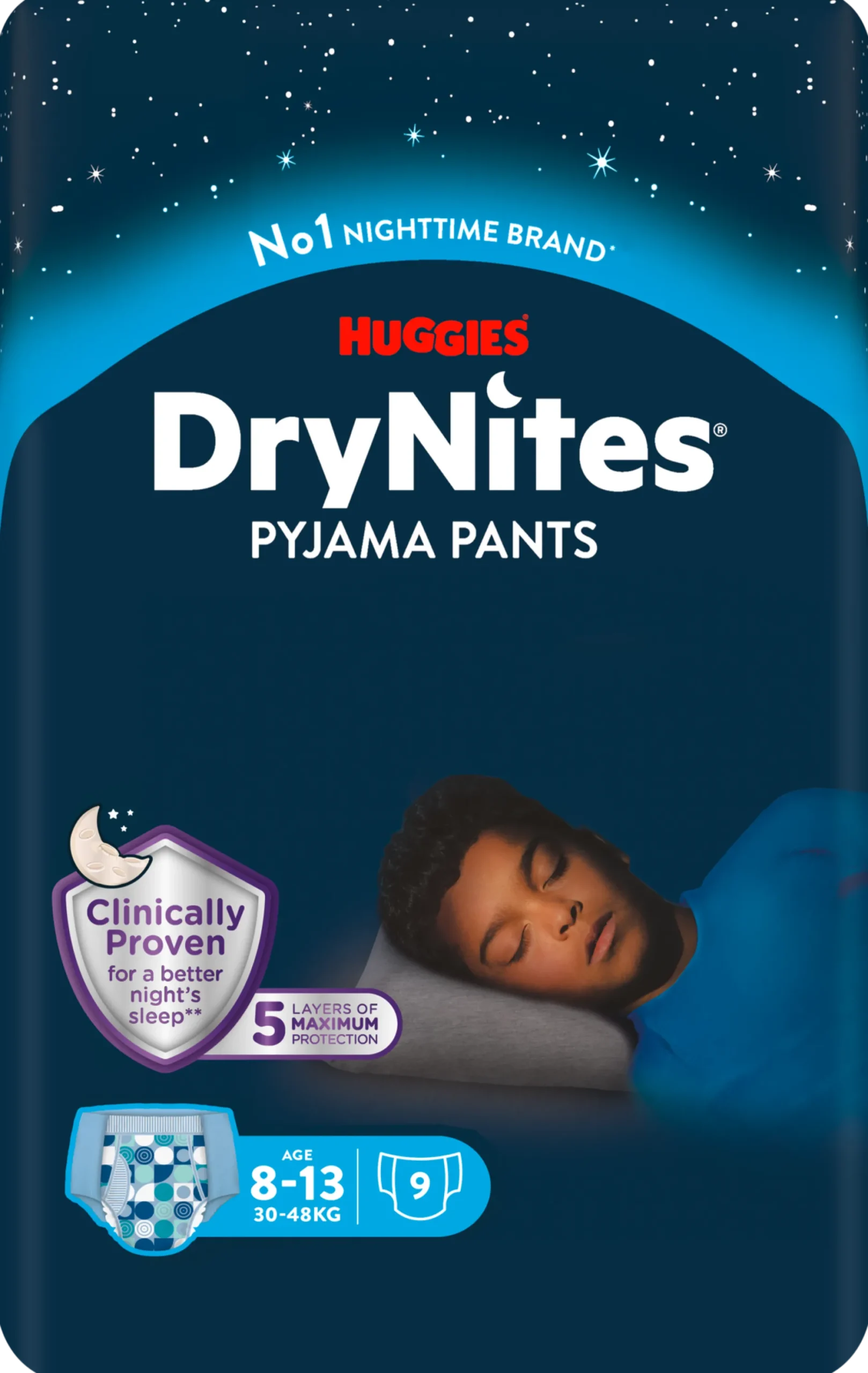DryNites Nattblöja pojke, 8-13 år (30-48 kg) 9 st