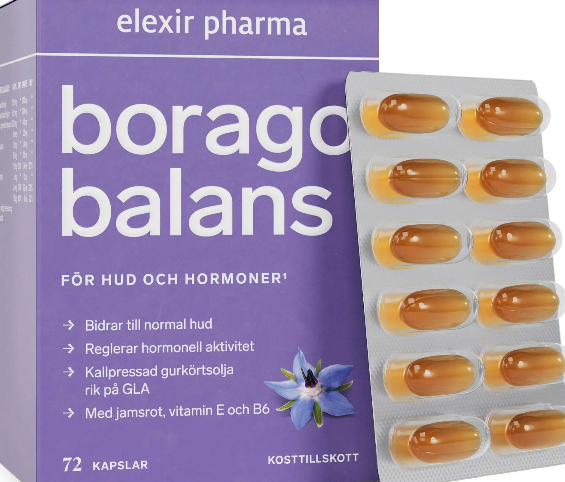 Elexir Pharma Borago Balans 72 kapslar