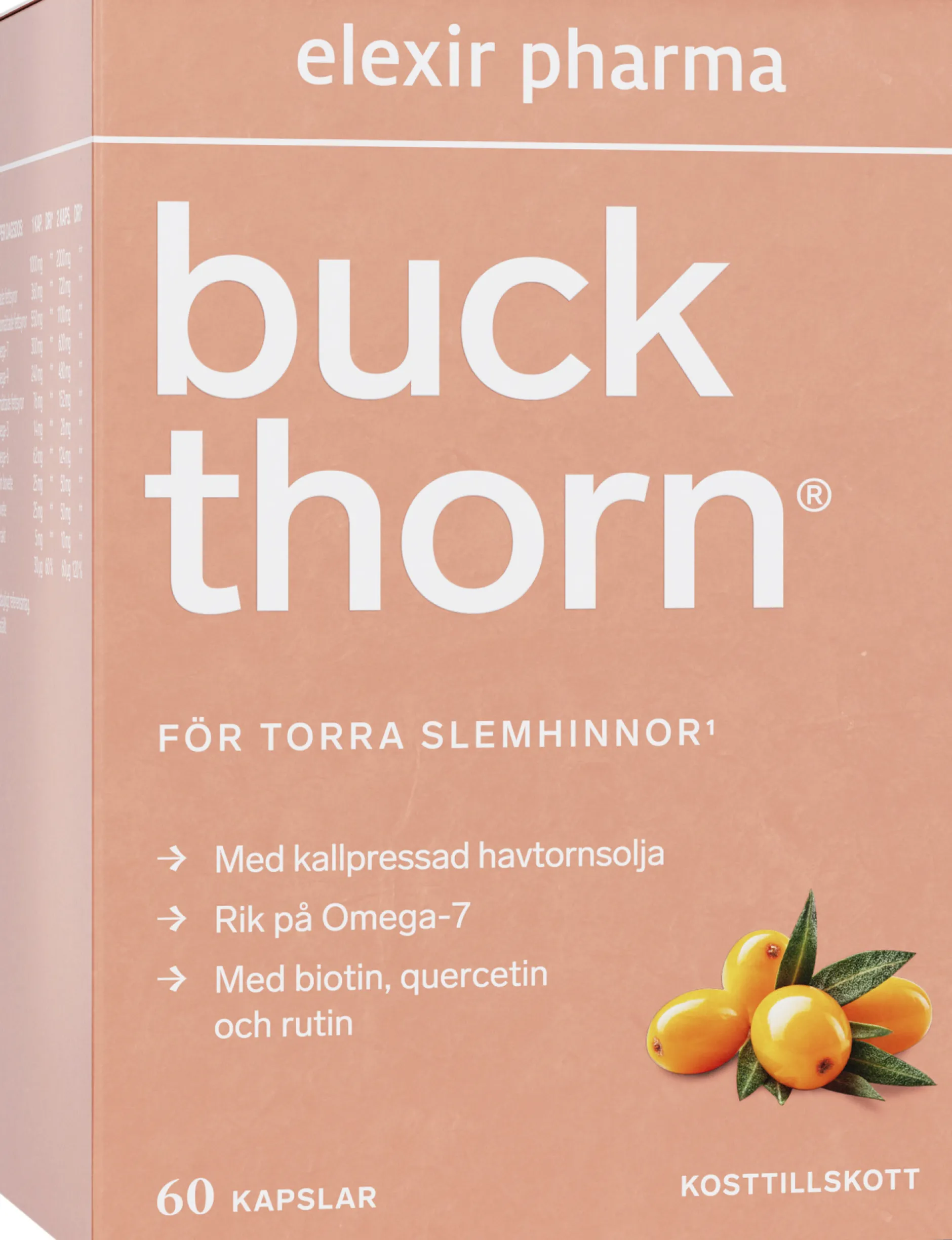 Elexir Pharma Buckthorn Kosttillskott med Havtornsolja 60 kapslar