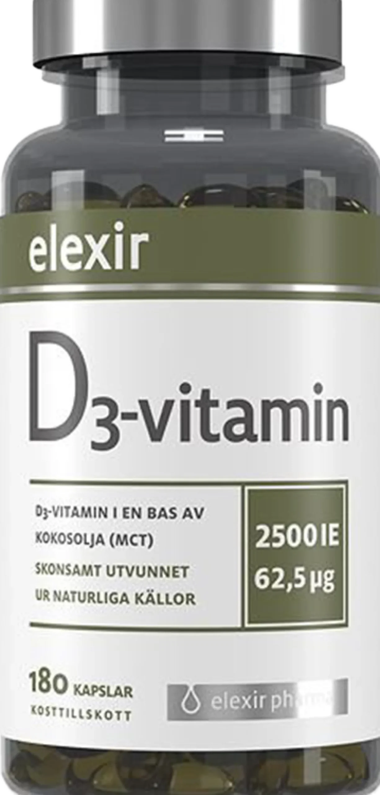 Elexir Pharma D3-vitamin 180 kapslar