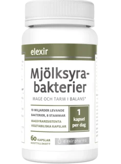 Elexir Pharma Mjölksyrebakterier Kosttillskott 60 st kapslar