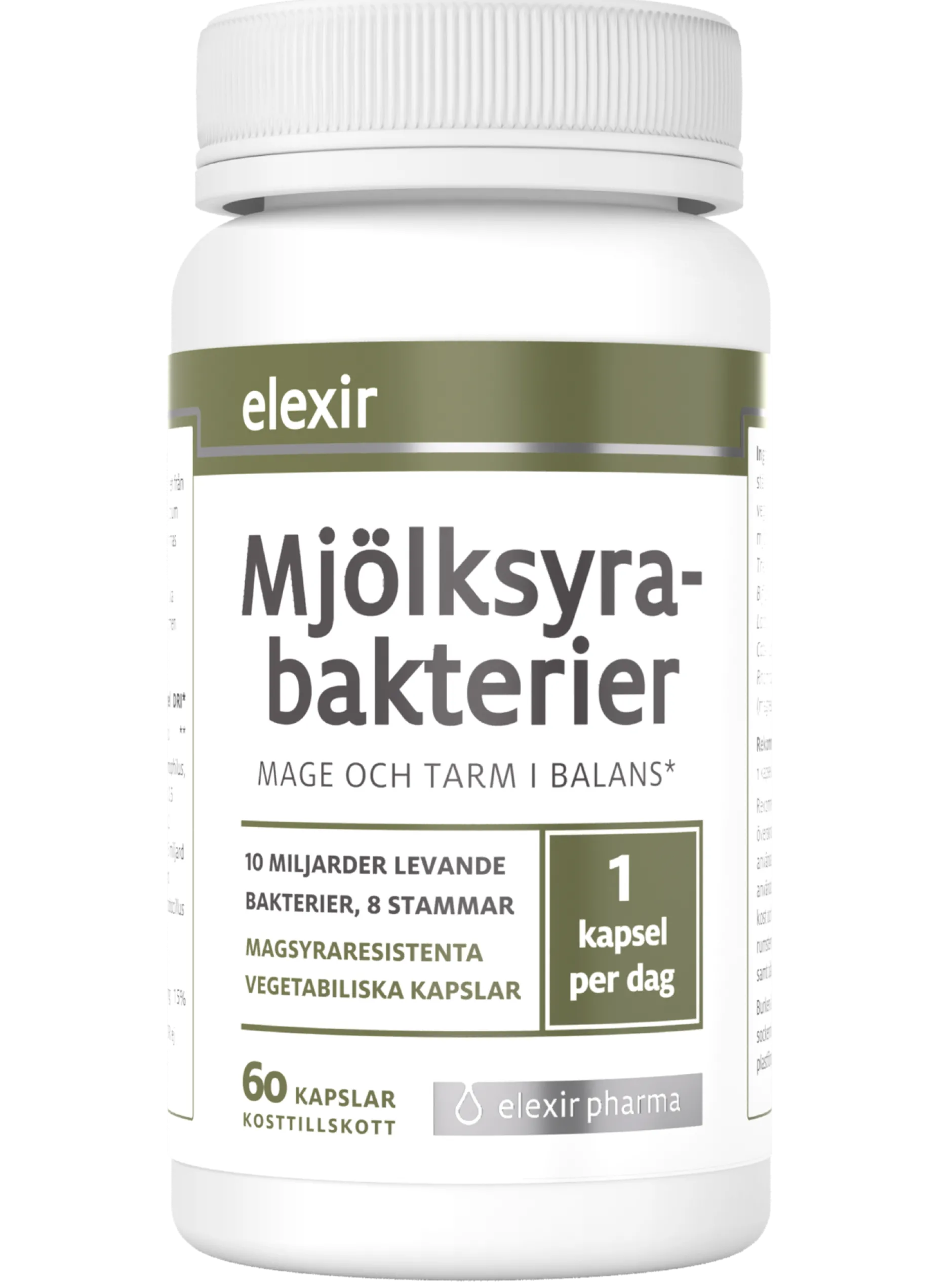 Elexir Pharma Mjölksyrebakterier Kosttillskott 60 st kapslar