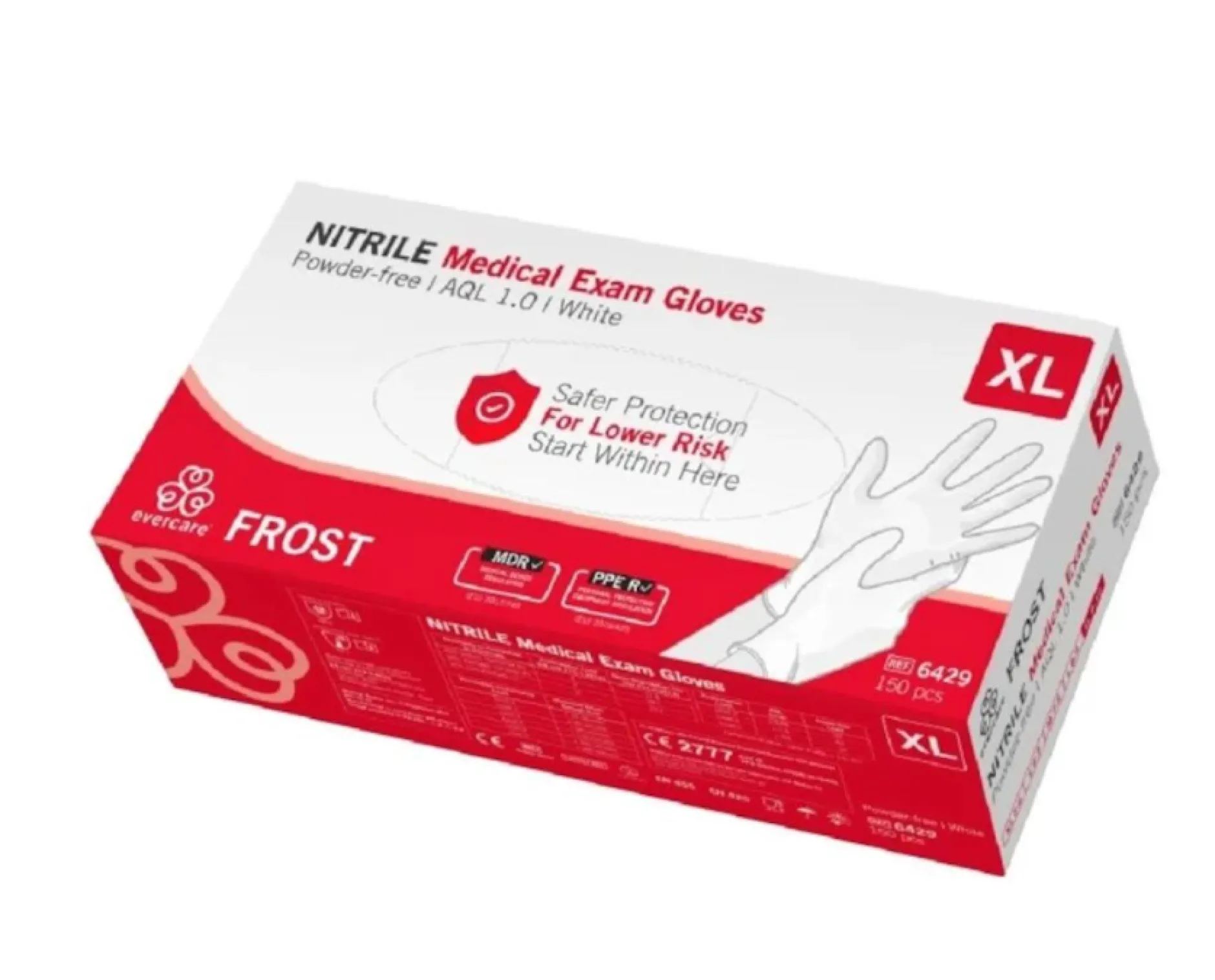 Evercare Nitrilhandskar Vit XL 150 st