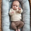 Filibabba Babynest 2:a generationen Broderad Cool Summer-Design Pearl Blue