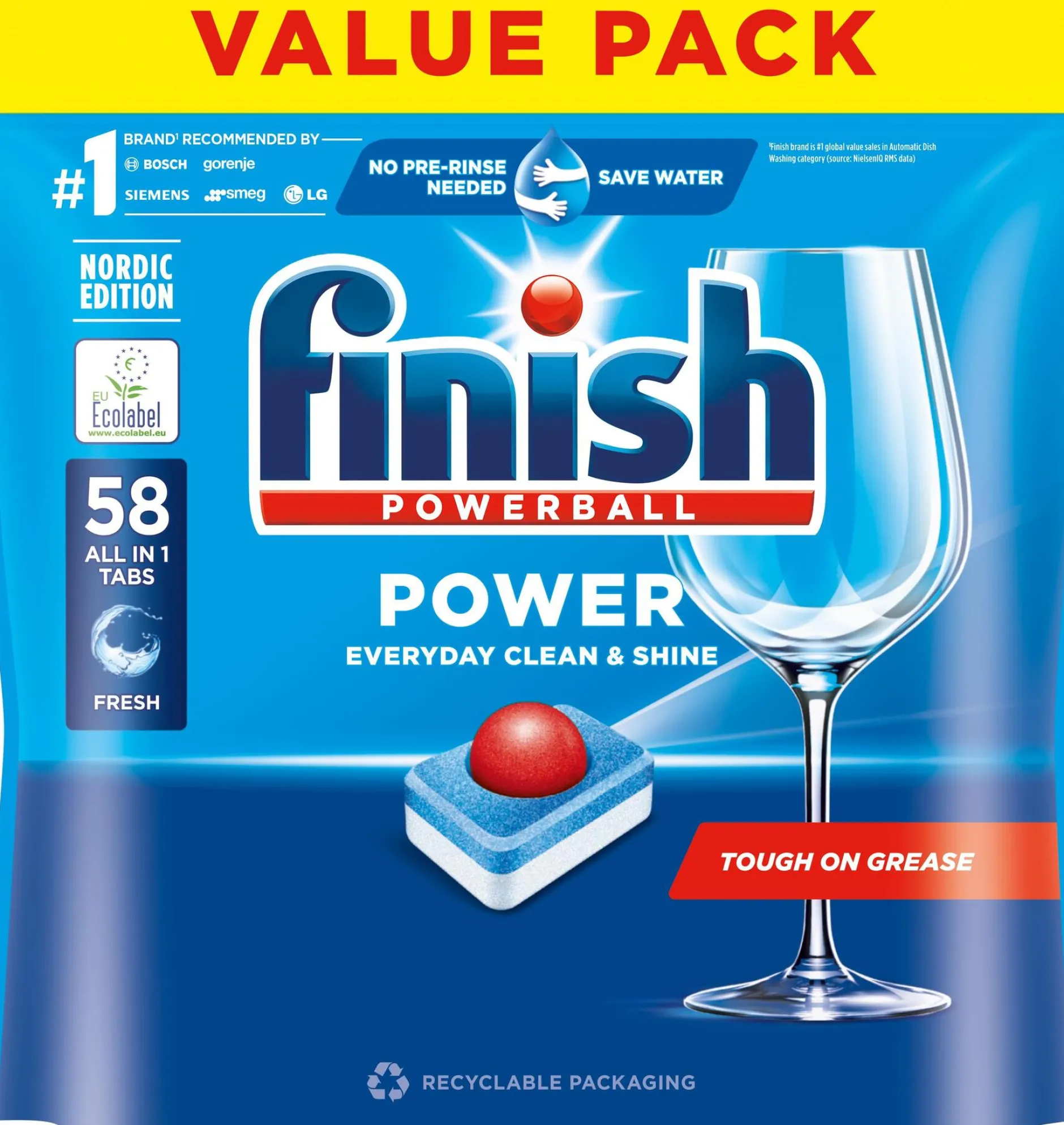 Finish Power All in One Maskindisktabletter 58 st