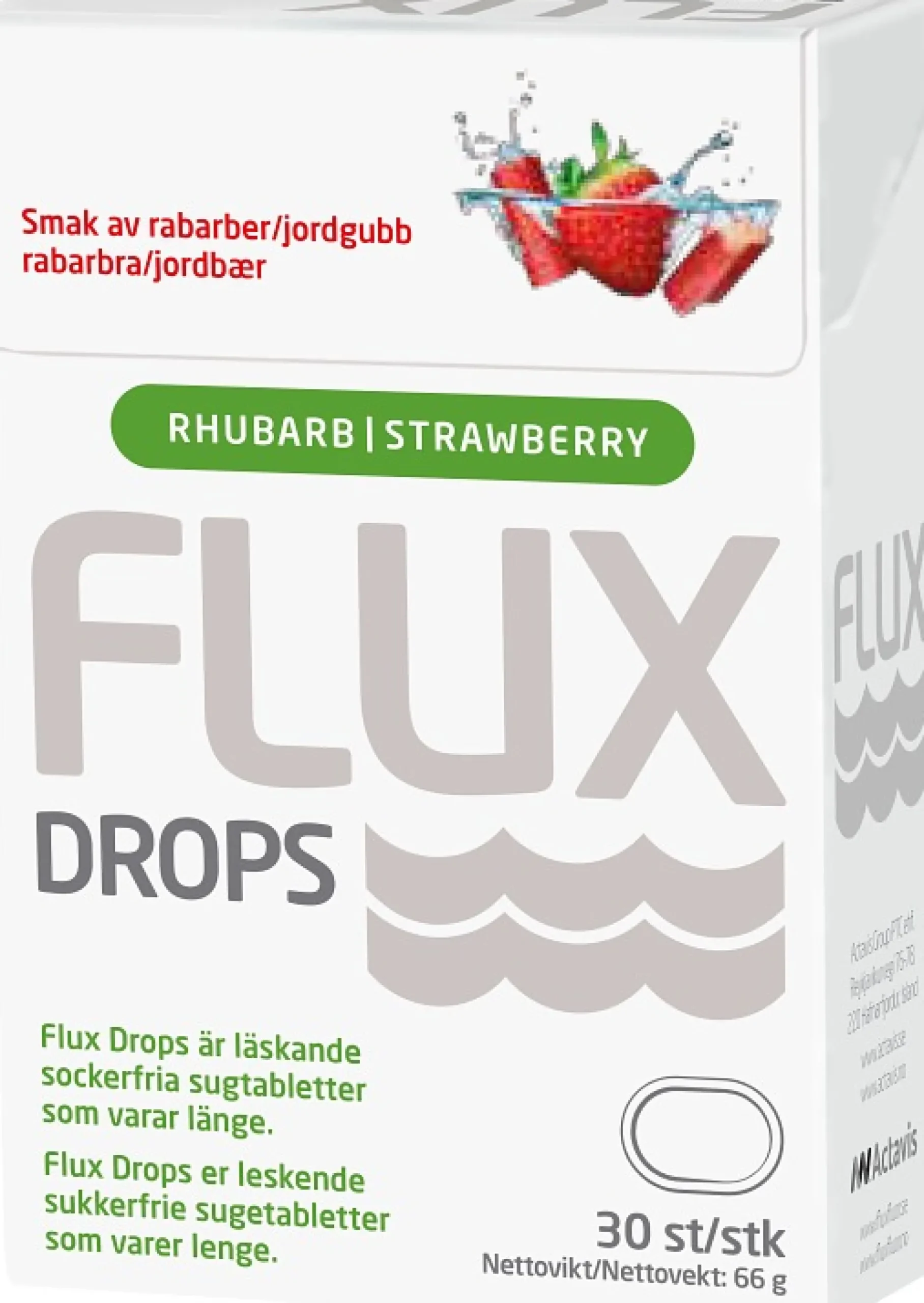Flux Drops rabarber/jordgubb 30 st