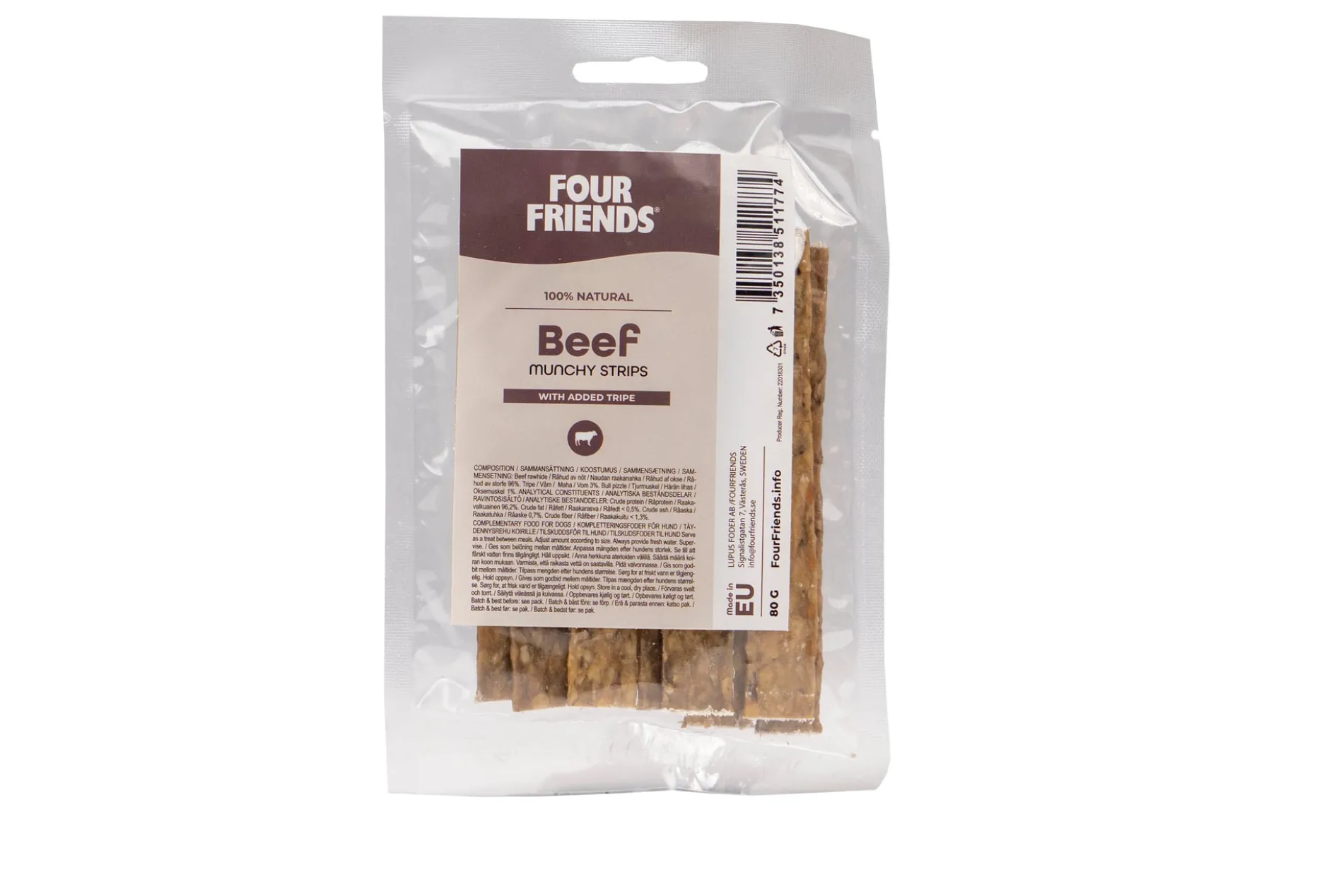 FourFriends Beef munchy strips with tripe 80 g