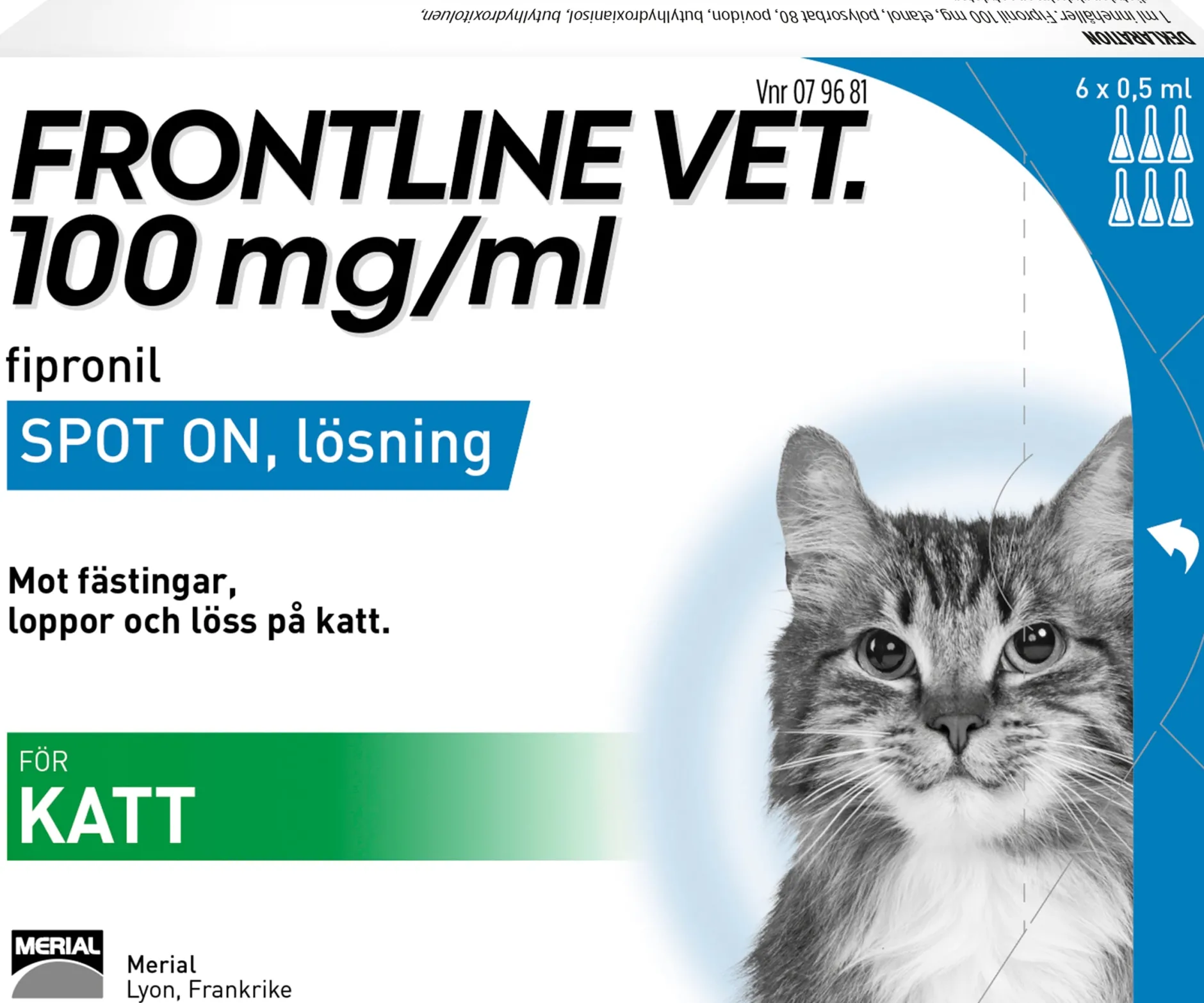Frontline Vet 100mg/ml Spot-on lösning för katt 6 x 0,5ml