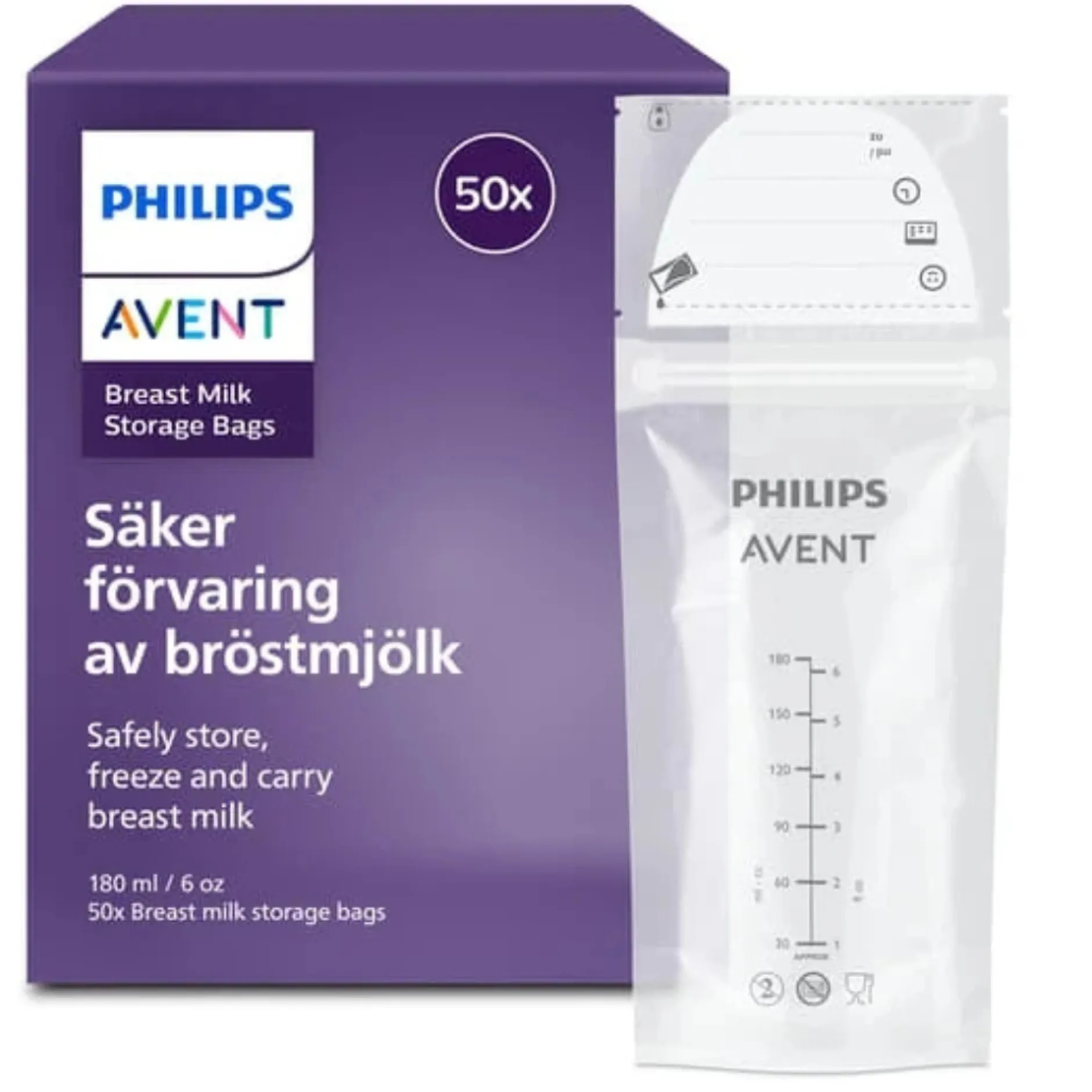 Förvaringspåsar för bröstmjölk 180 ml x 50 st