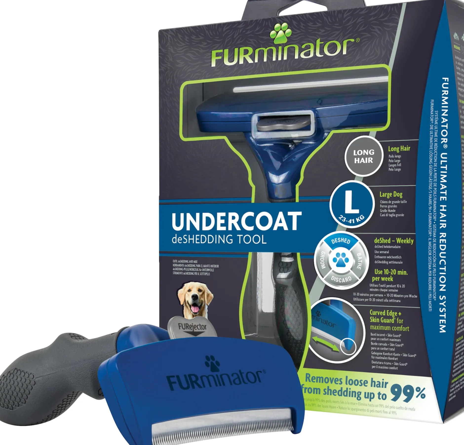 FURminator Pälsborste Stora hundar med lång päls 1 st