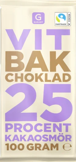 Garant Bakchoklad Vit 25% Kakaosmör 100g
