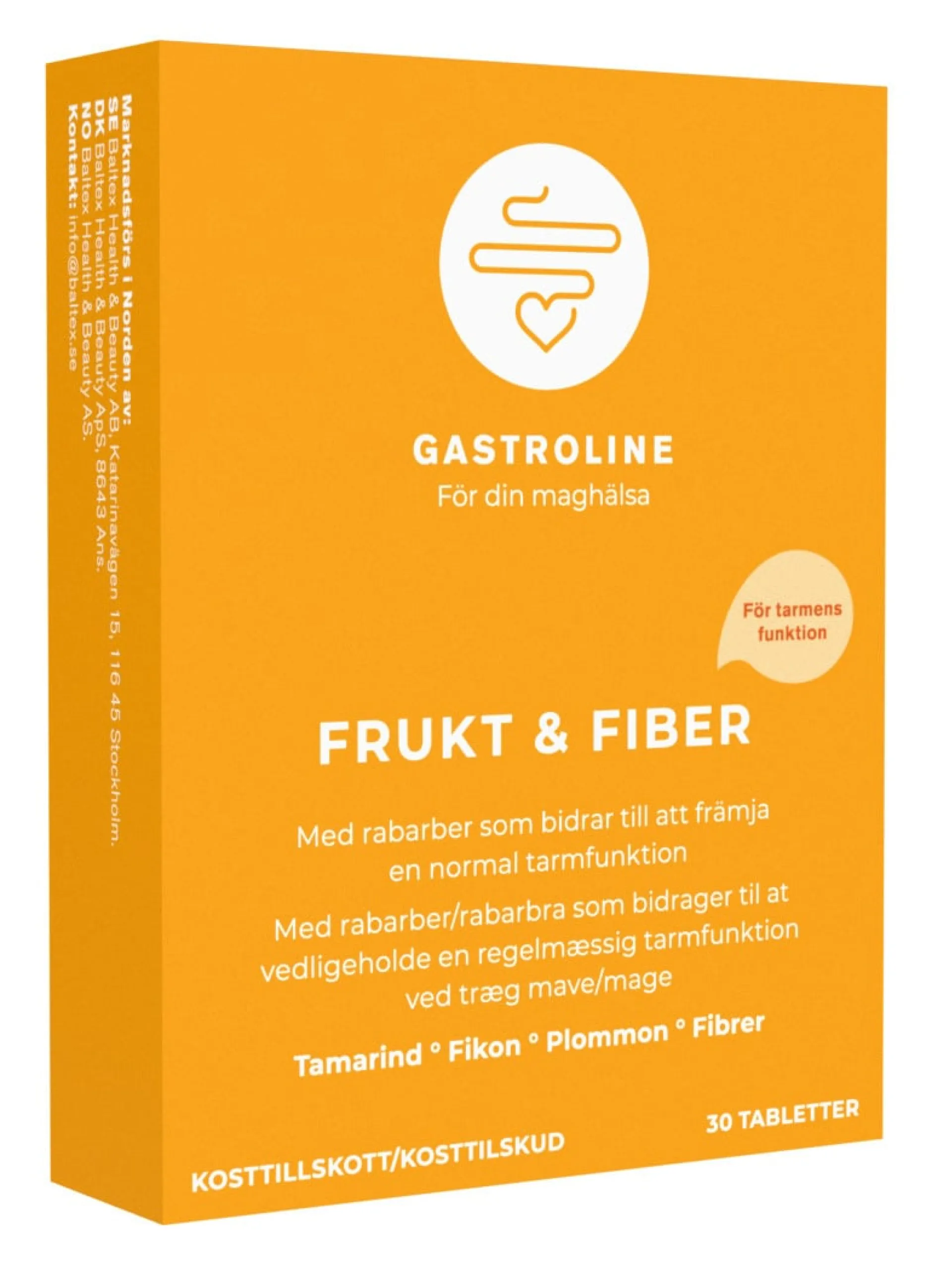 Gastroline Frukt & Fiber 30 tabletter
